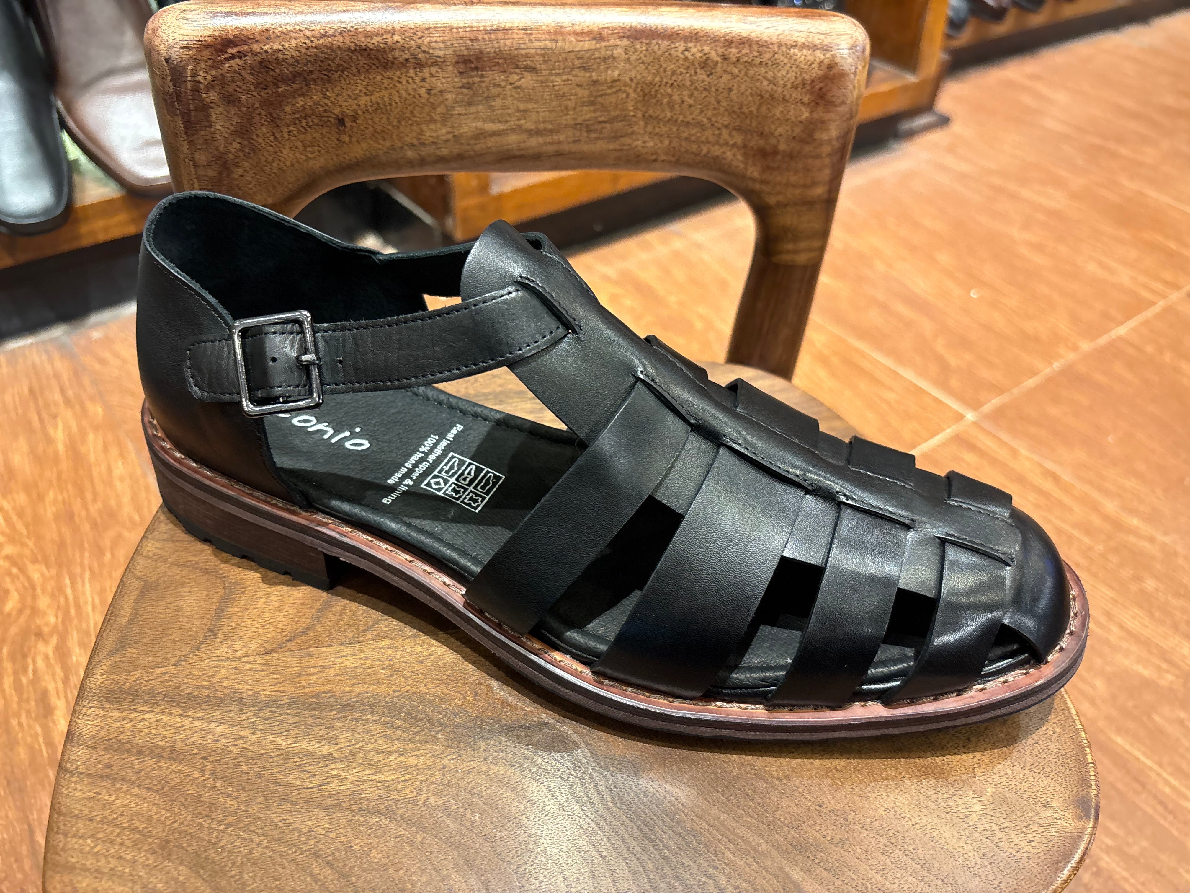 Romano Woven Leather Cage Sandal