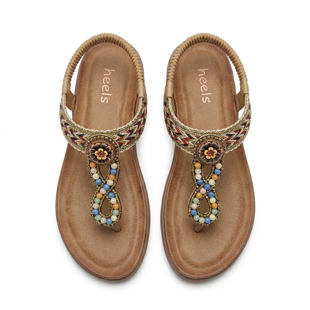 Rosaira Cushioned Embellished Back Elastic Sandals