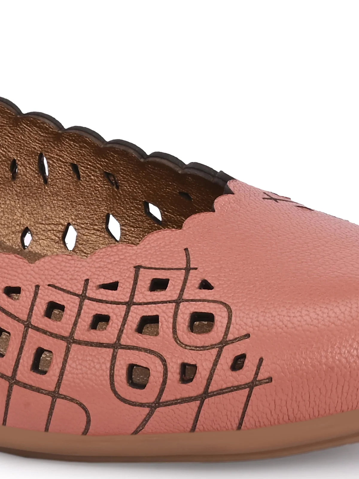 Keisha Perforated Cushioned Leather Ballerinas
