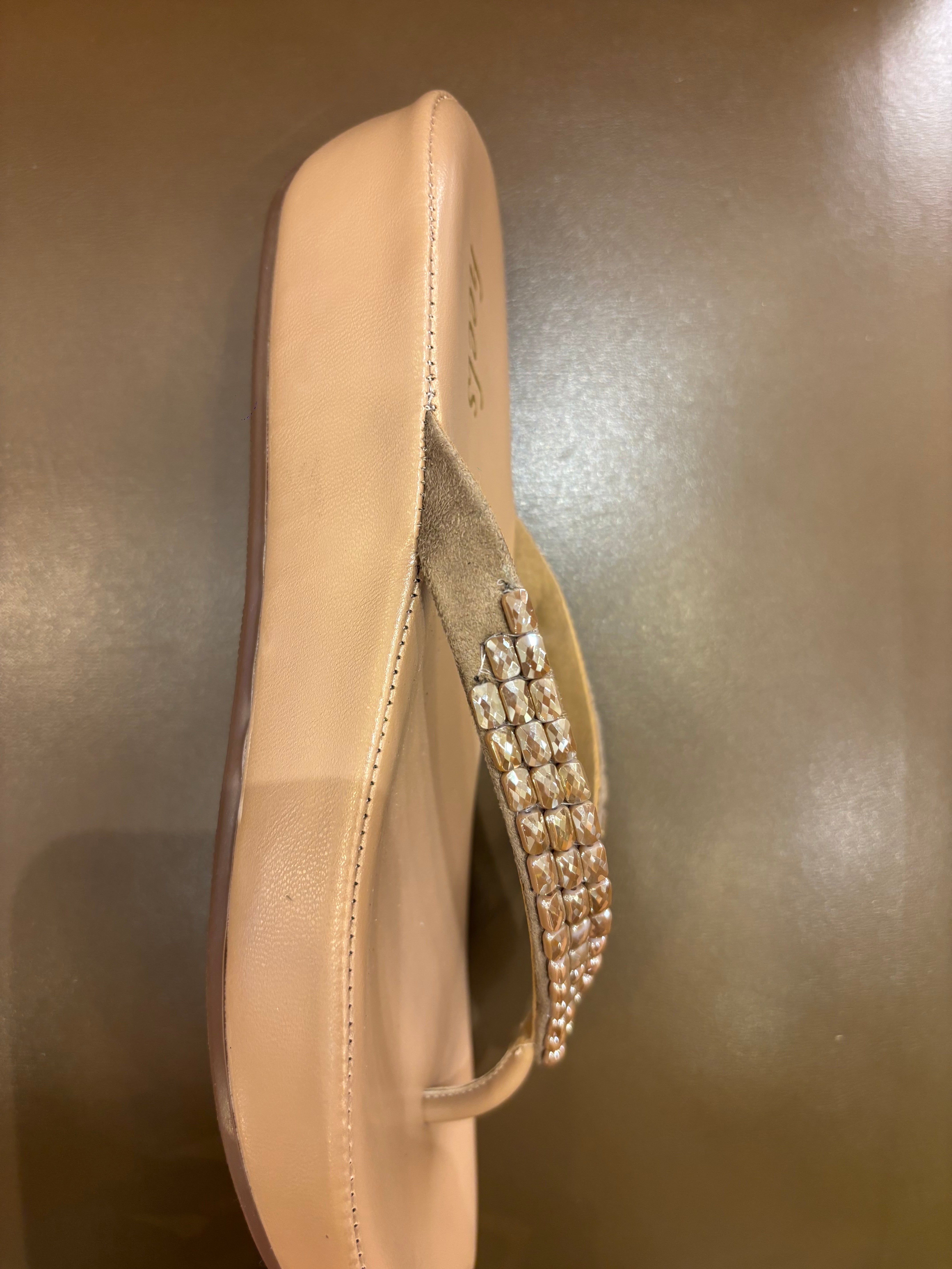 Ezra Comfort V Strap Embellished Wedge Slippers