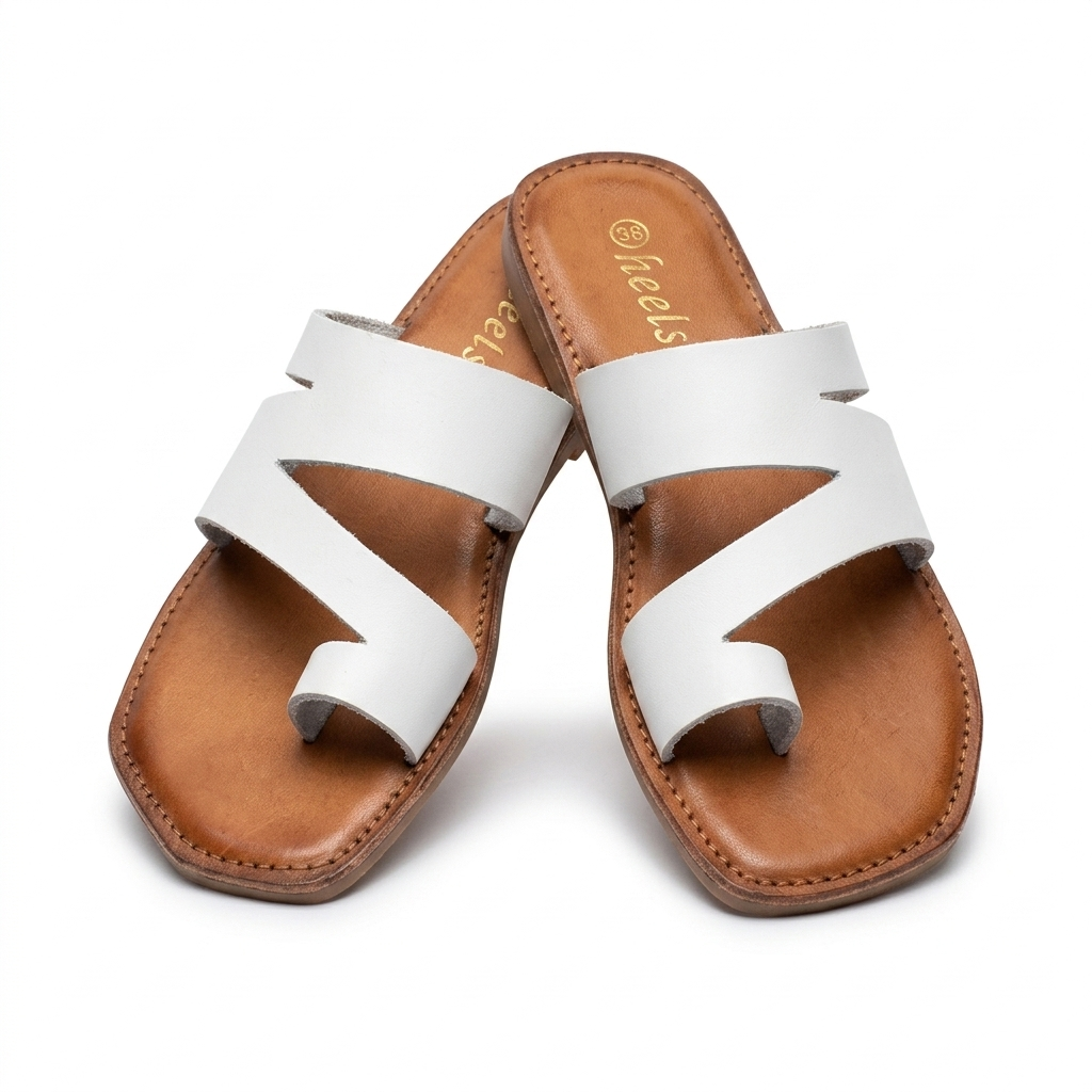 Trisha Hexagon Leather Thumb Criss Cross Slippers