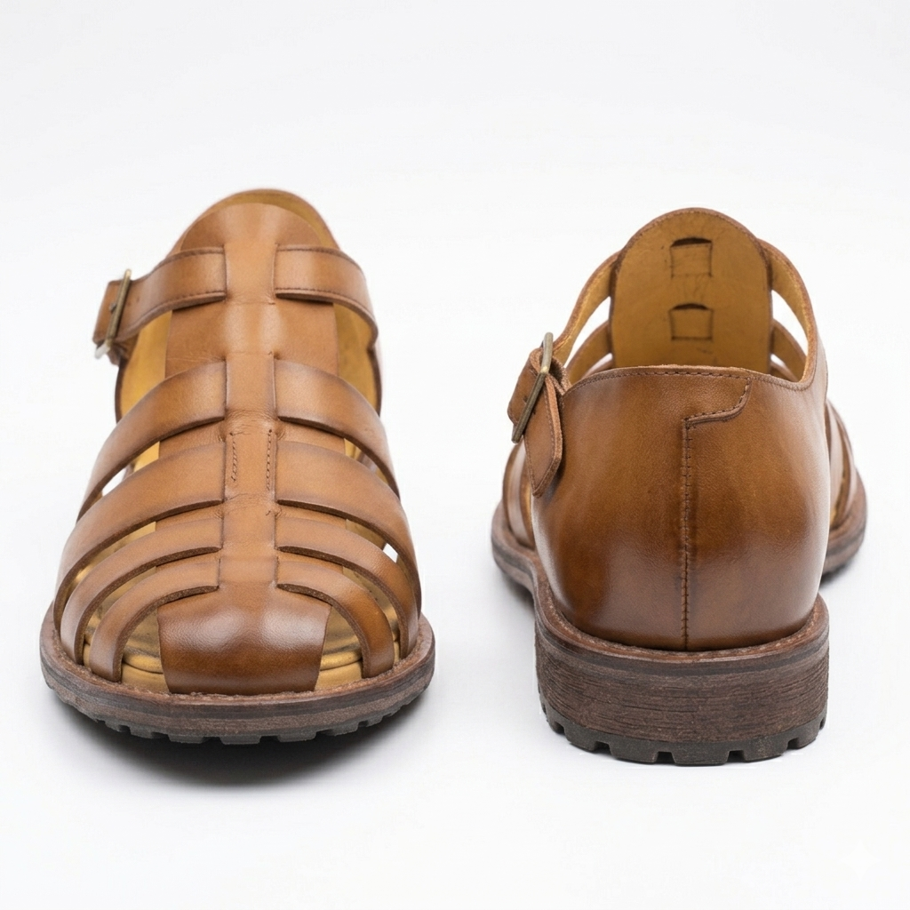 Romano Woven Leather Cage Sandal