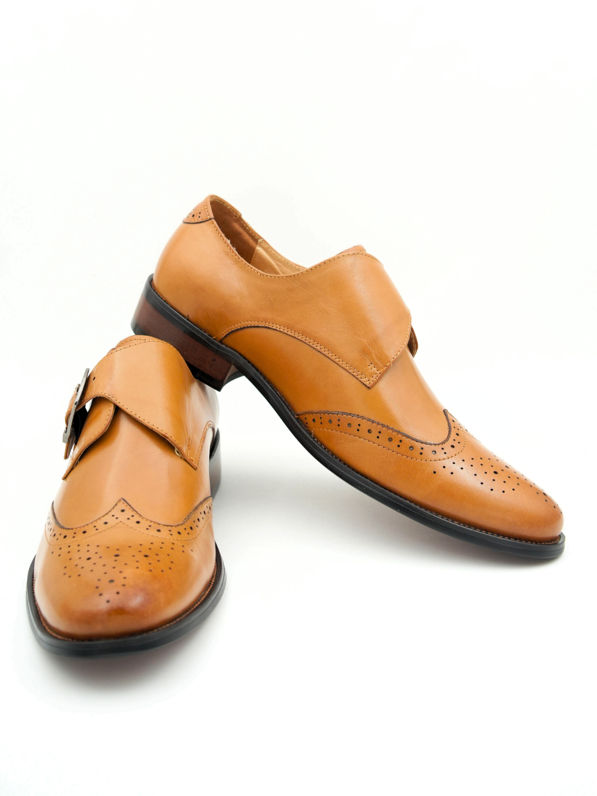 Salamanca Leather Semi Brogue Monk Shoes - The Heels India