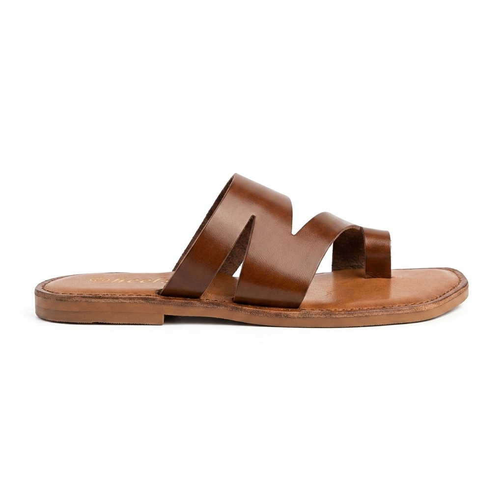 Trisha Hexagon Leather Thumb Criss Cross Slippers