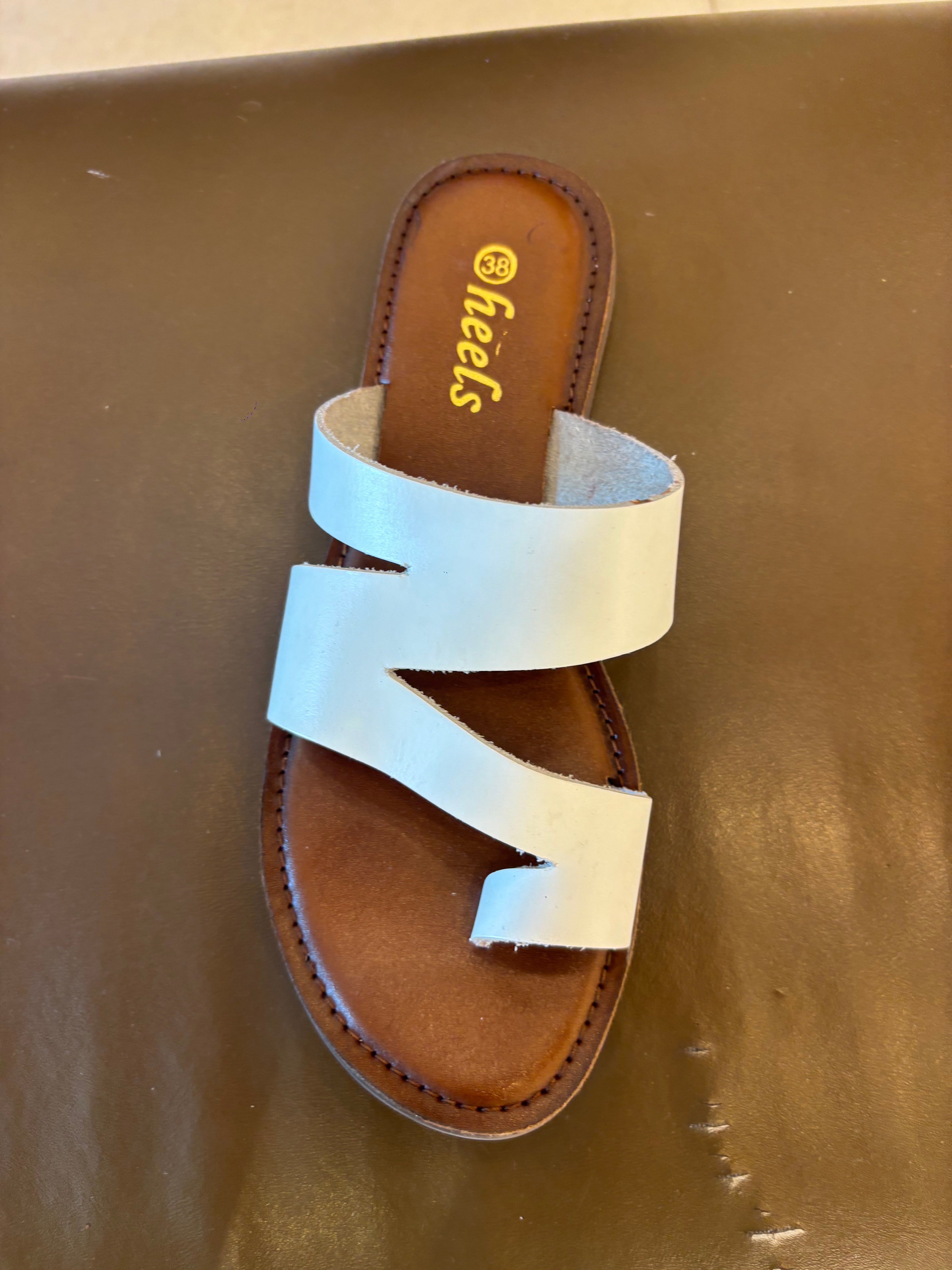 Melanie Leather Thumb Strap Flat Siders