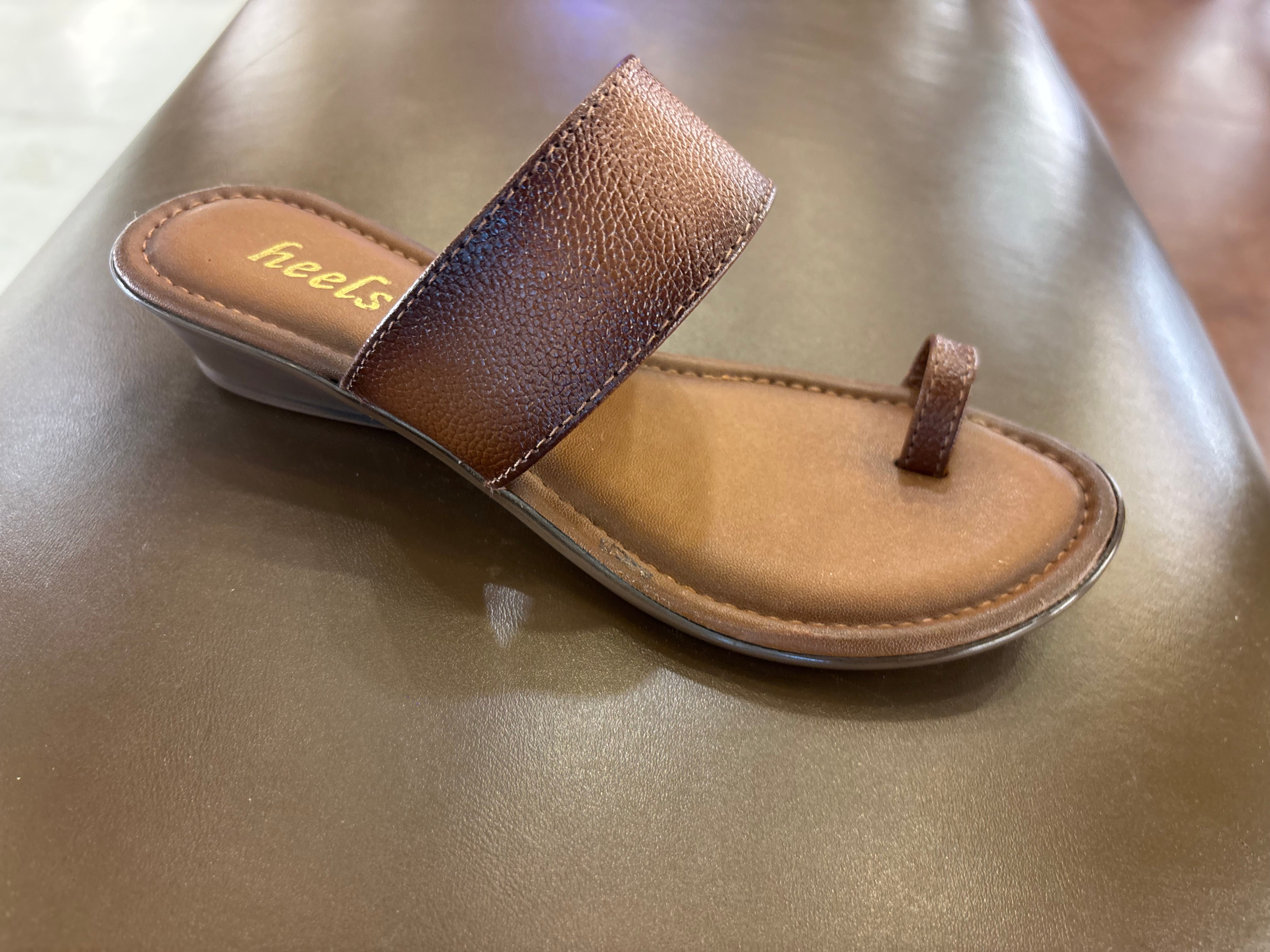 Welma Thumb Strap Leather Summer Slippers Tan - The Heels India