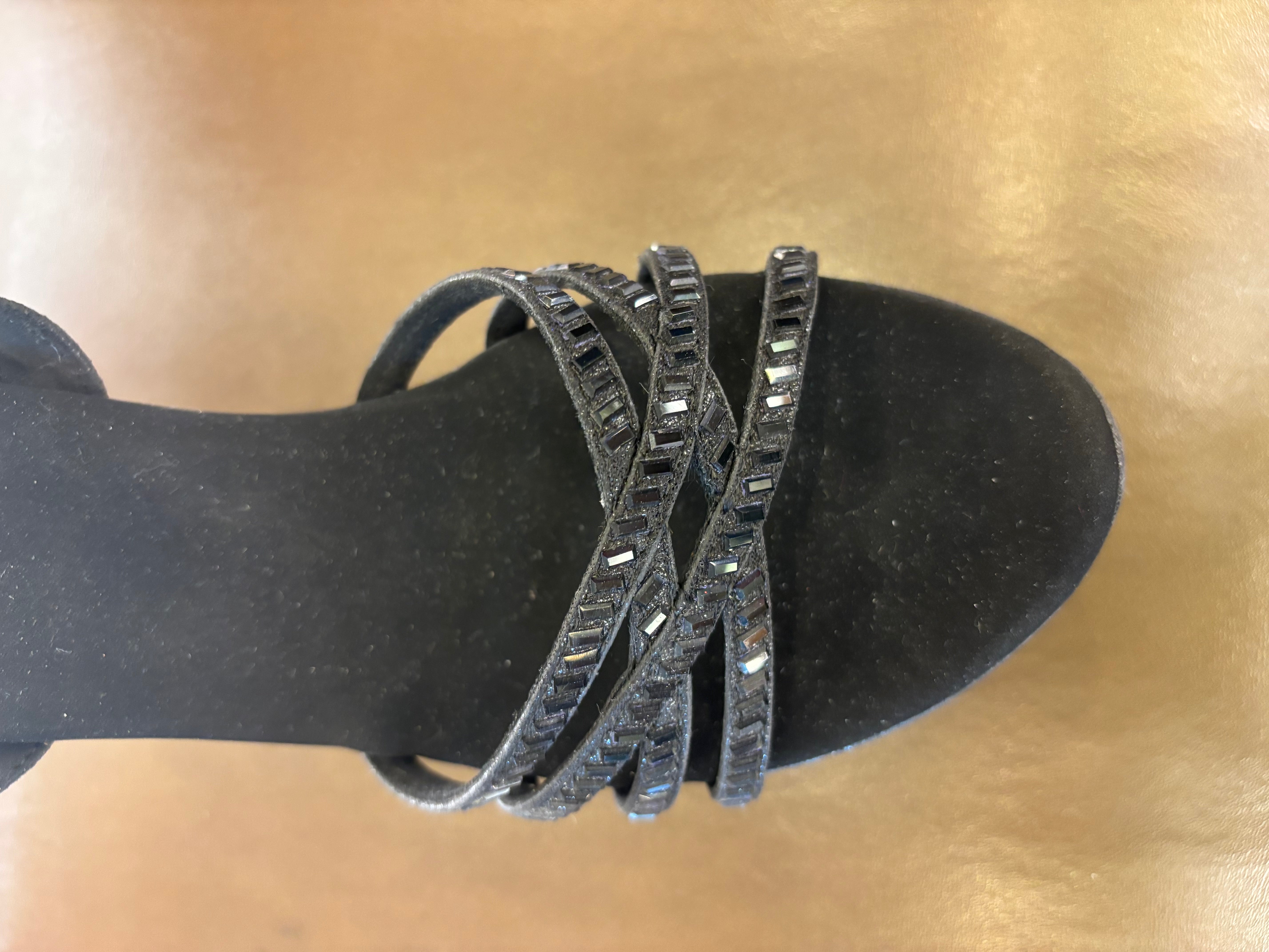 Zara Bling Back Elastic Wedge Platform Heels