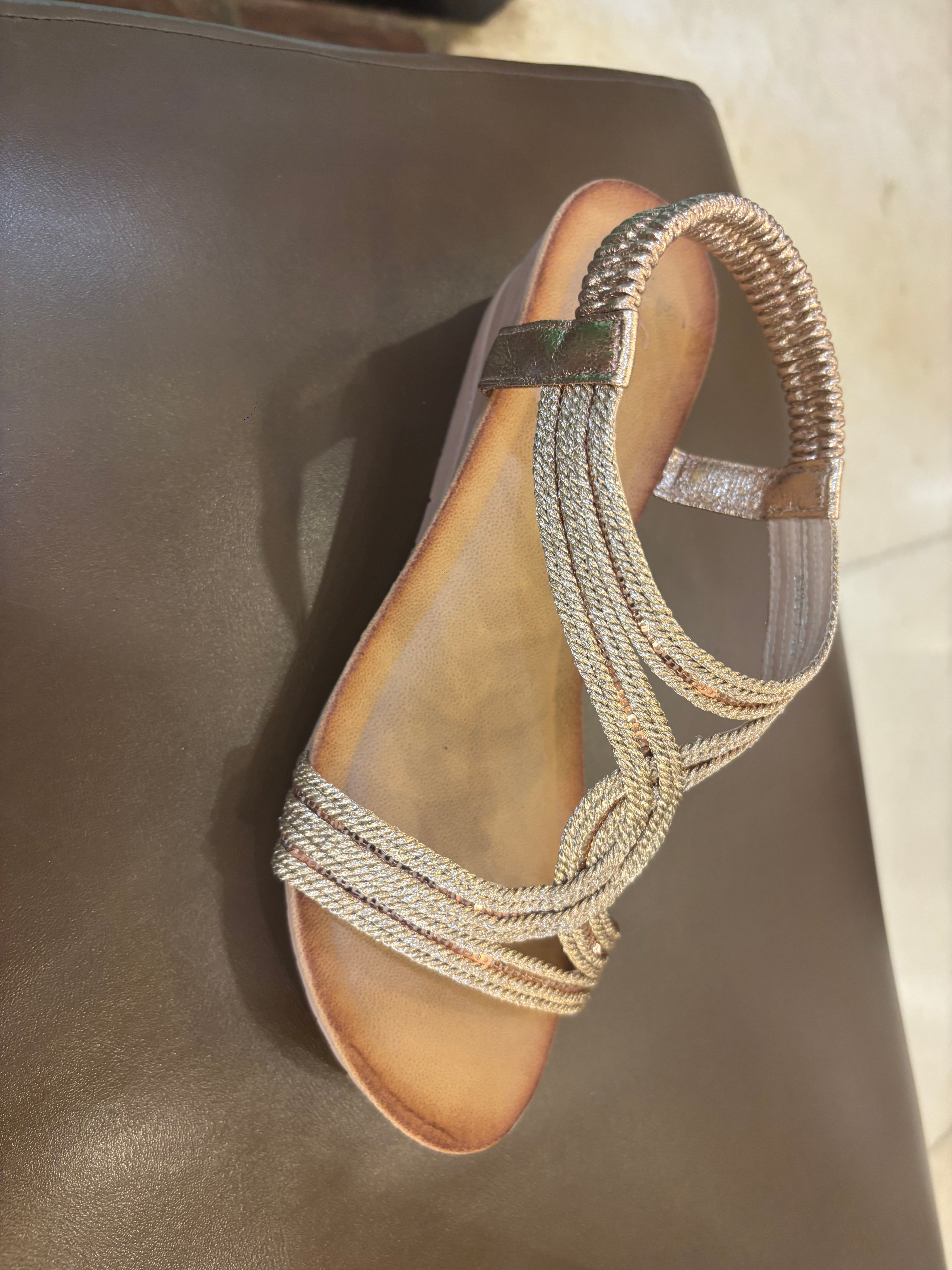Cynthia Wedge Back Elastic Crochet Sandals