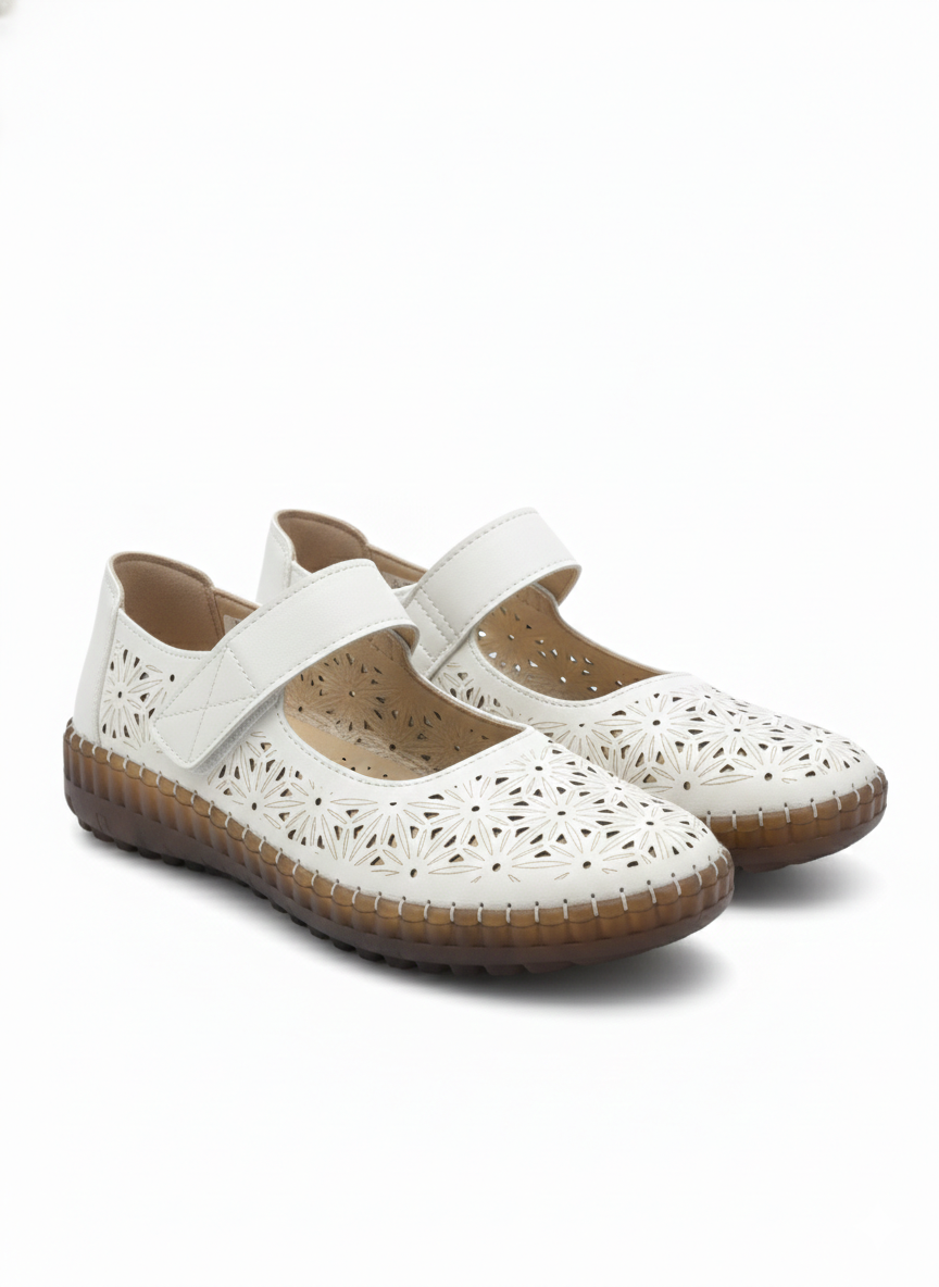 Melissa Ankle Velcro Strap Perforated Cushioned Loafers - The Heels India