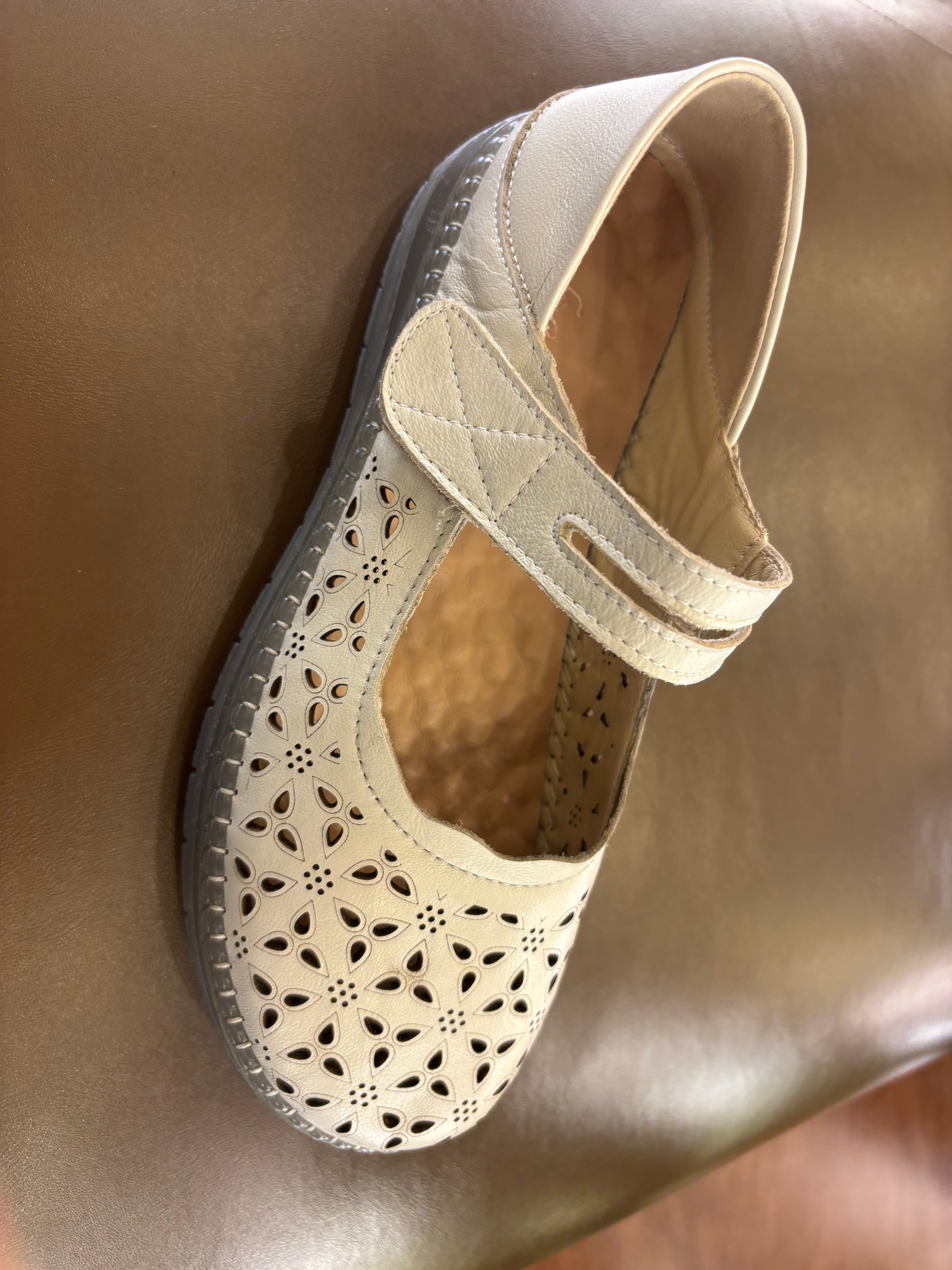 Crimson Leather Velcro Strap Perforated Cushioned Loafers