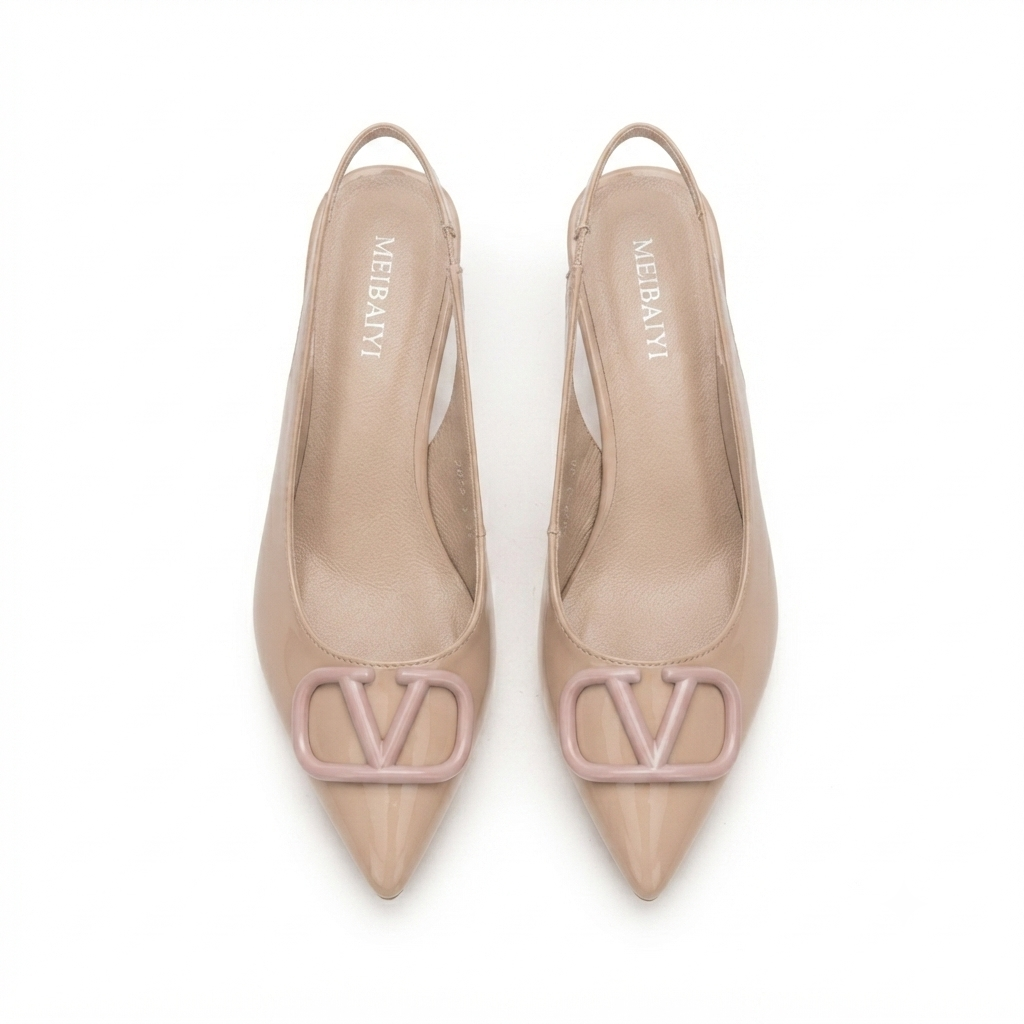 Valeria Premium Patent Slingback Kitten Heels