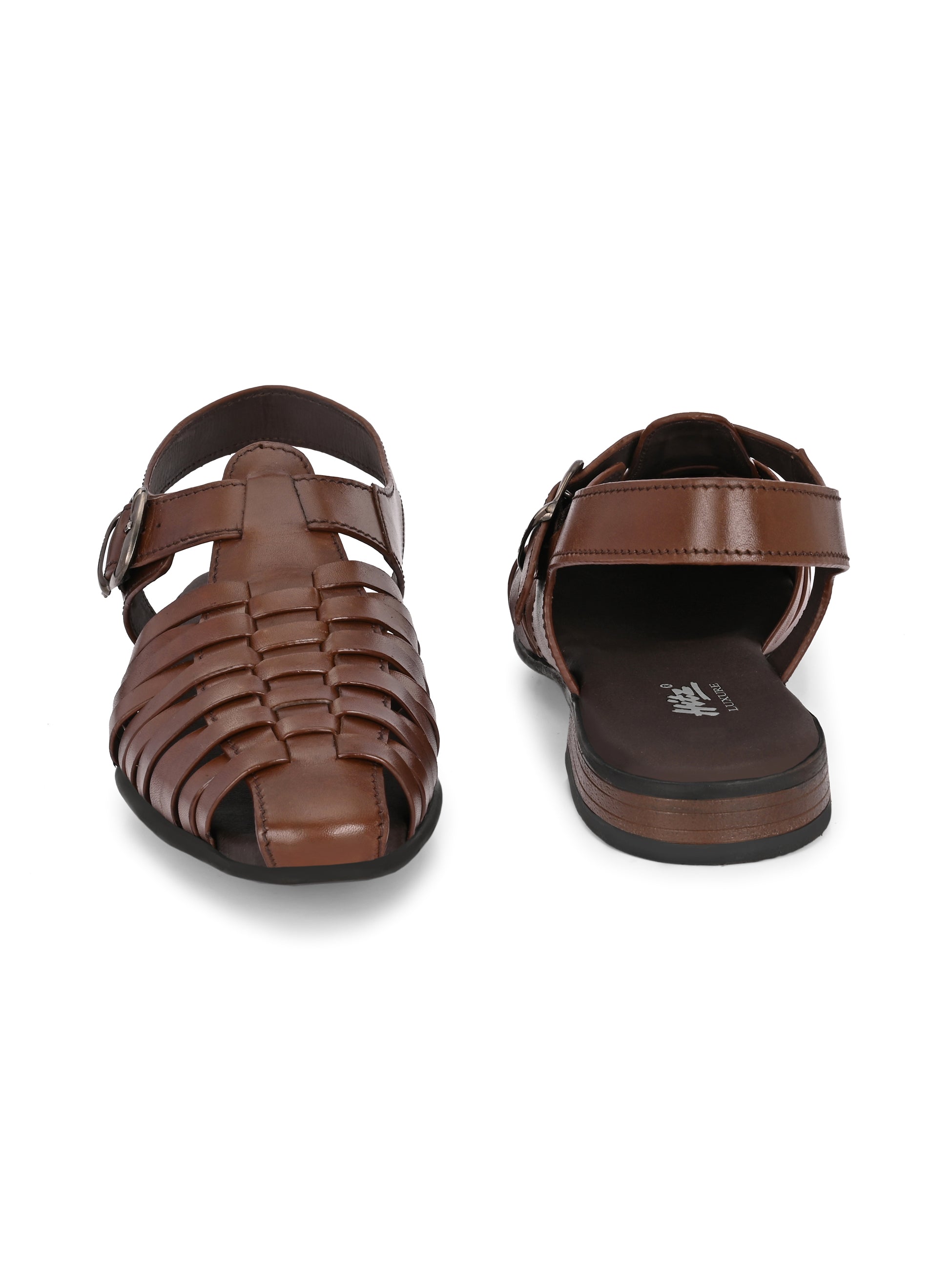 Ajrakh Strappy Leather Roman Sandals