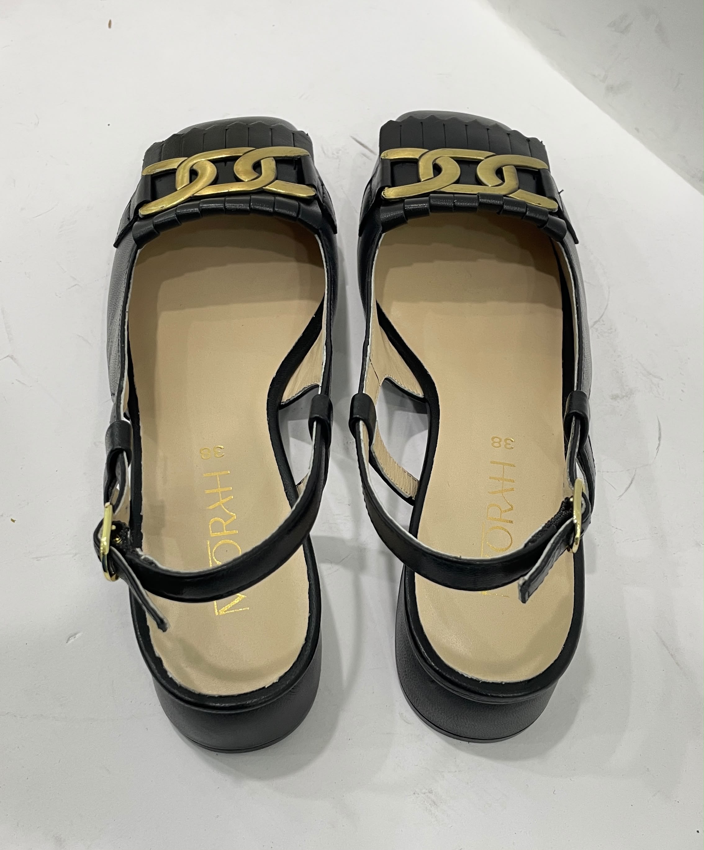 ASTRA Premium Leather Slingback Block Heel Ballerinas