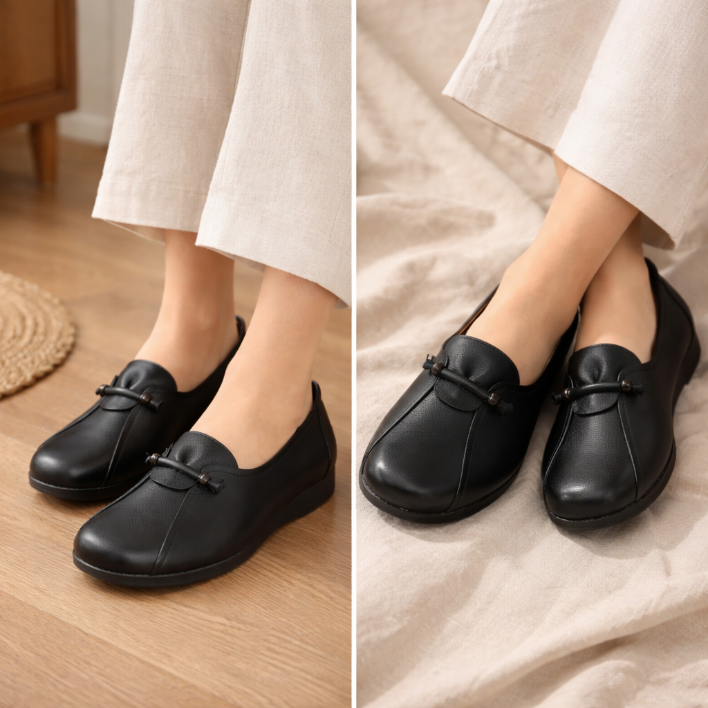 Trisha Premium Leather Cushioned Quilt Loafers