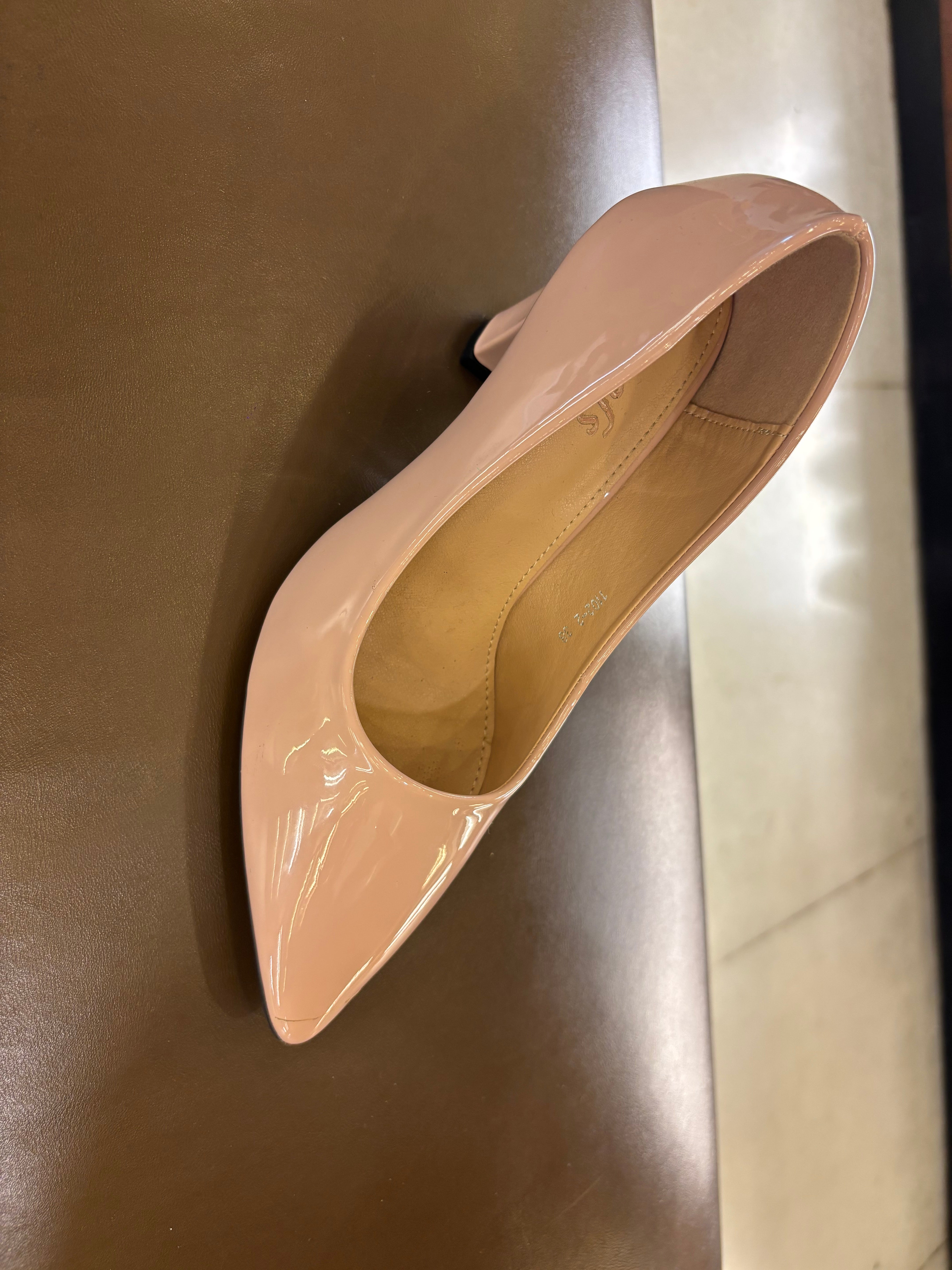Nuvina Patent Block Heel Stilettoes