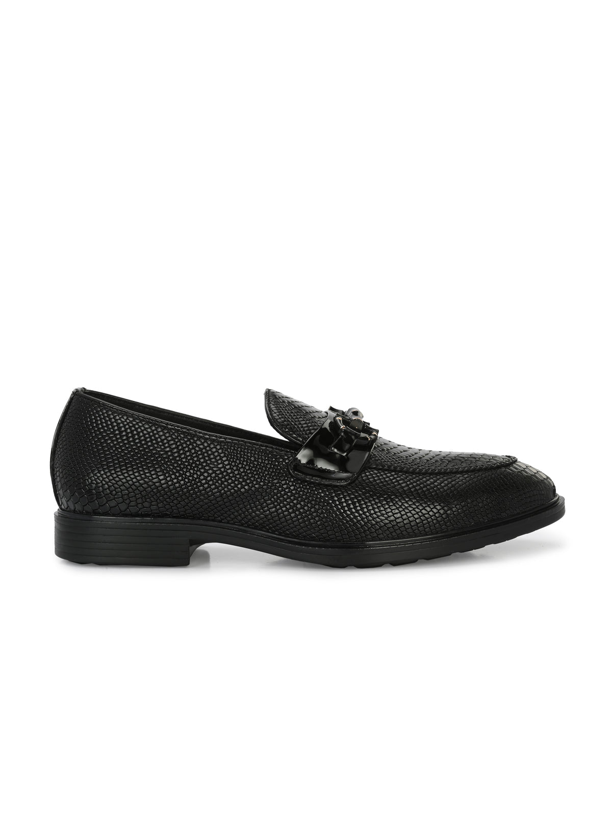 Oliver Textured Leather Buckle Loafers - The Heels India
