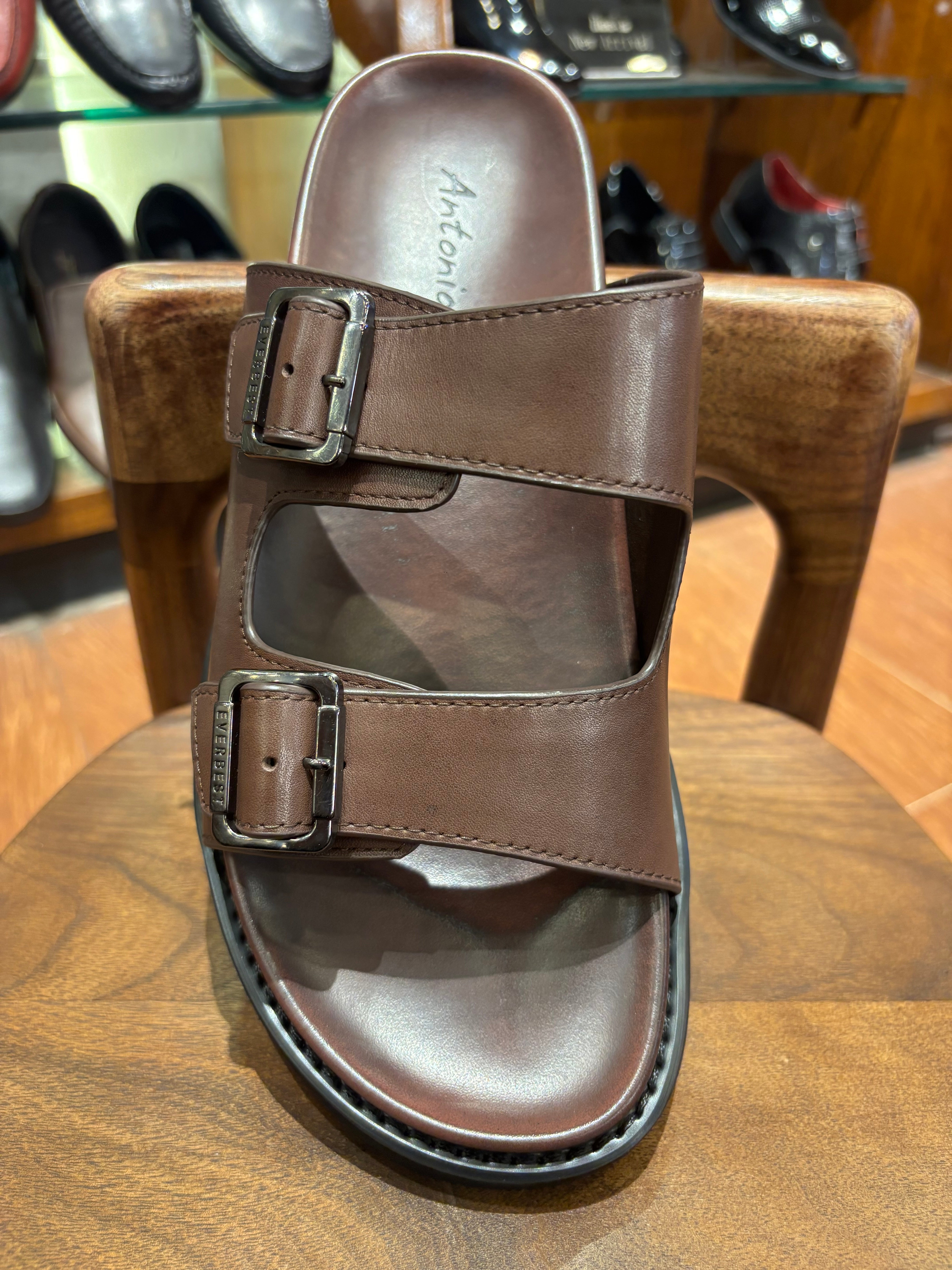 Kai Premium Leather Double Strap Sliders