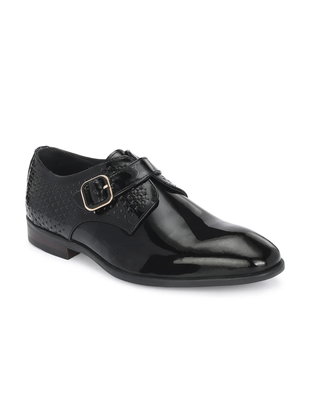 Enzo Premium Leather Patent Monk Strap Formal Shoes