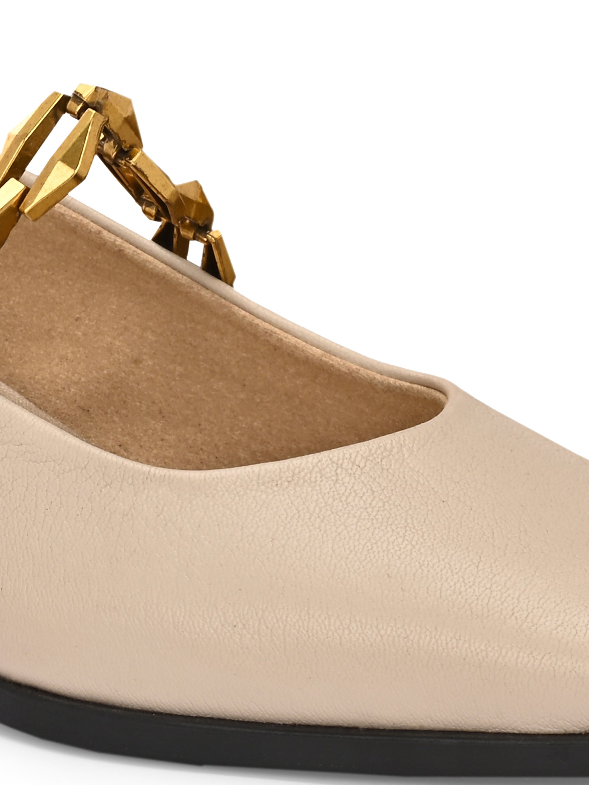 Marceline Leather Chain Heel Ballerinas