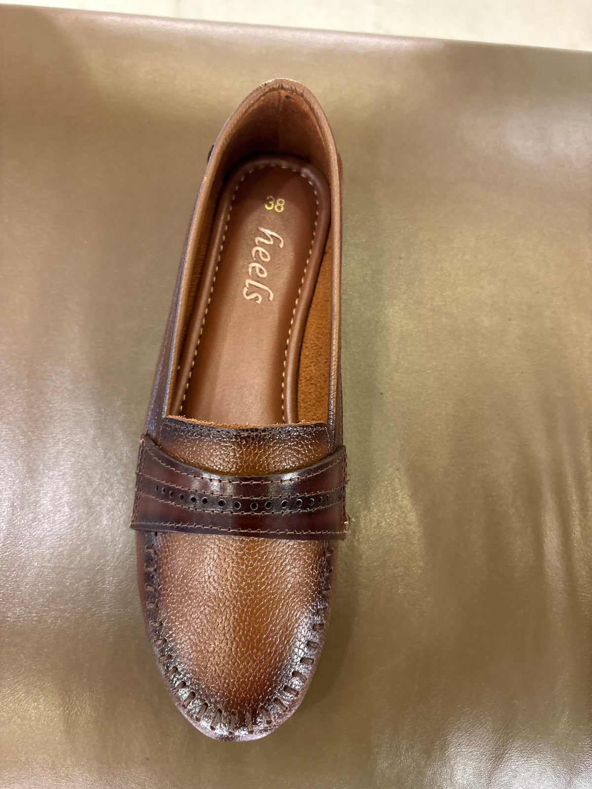 Lily Leather Classic Tie Stitch Ballerinas in Rust - The Heels India