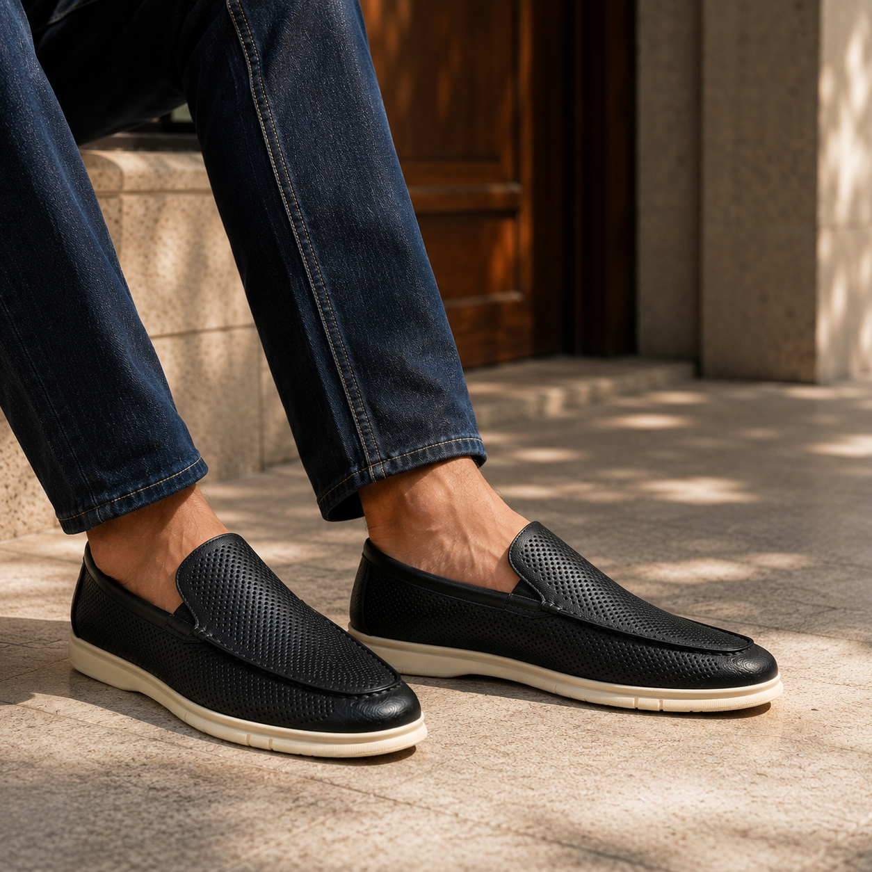 Jude Premium Perforated Leather Slip-On Loafers