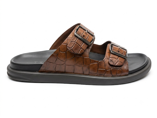 Lacroix Premium Leather Double Strap Sliders