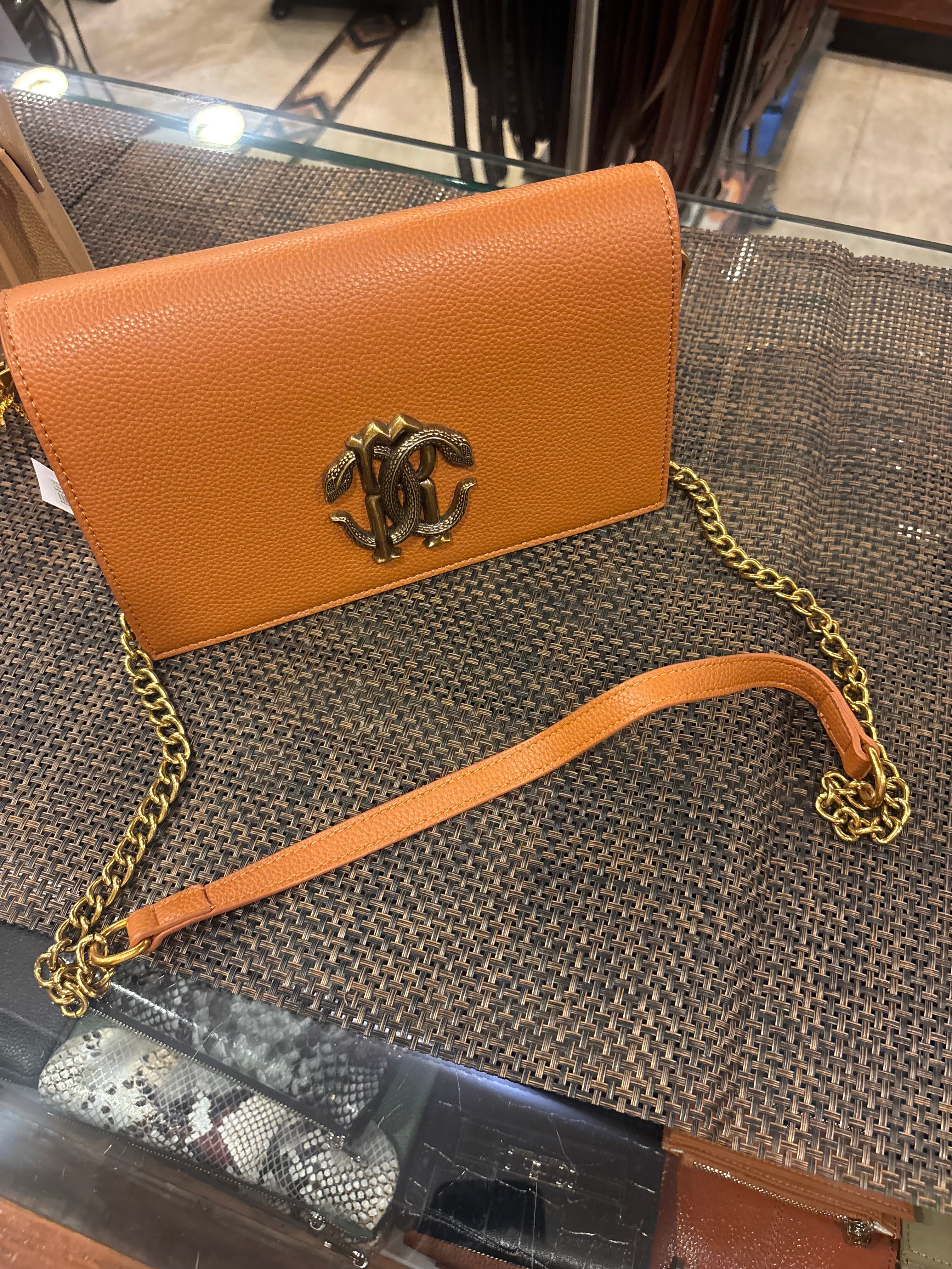 Metallic Snake Buckle Top Flap Sling Bag