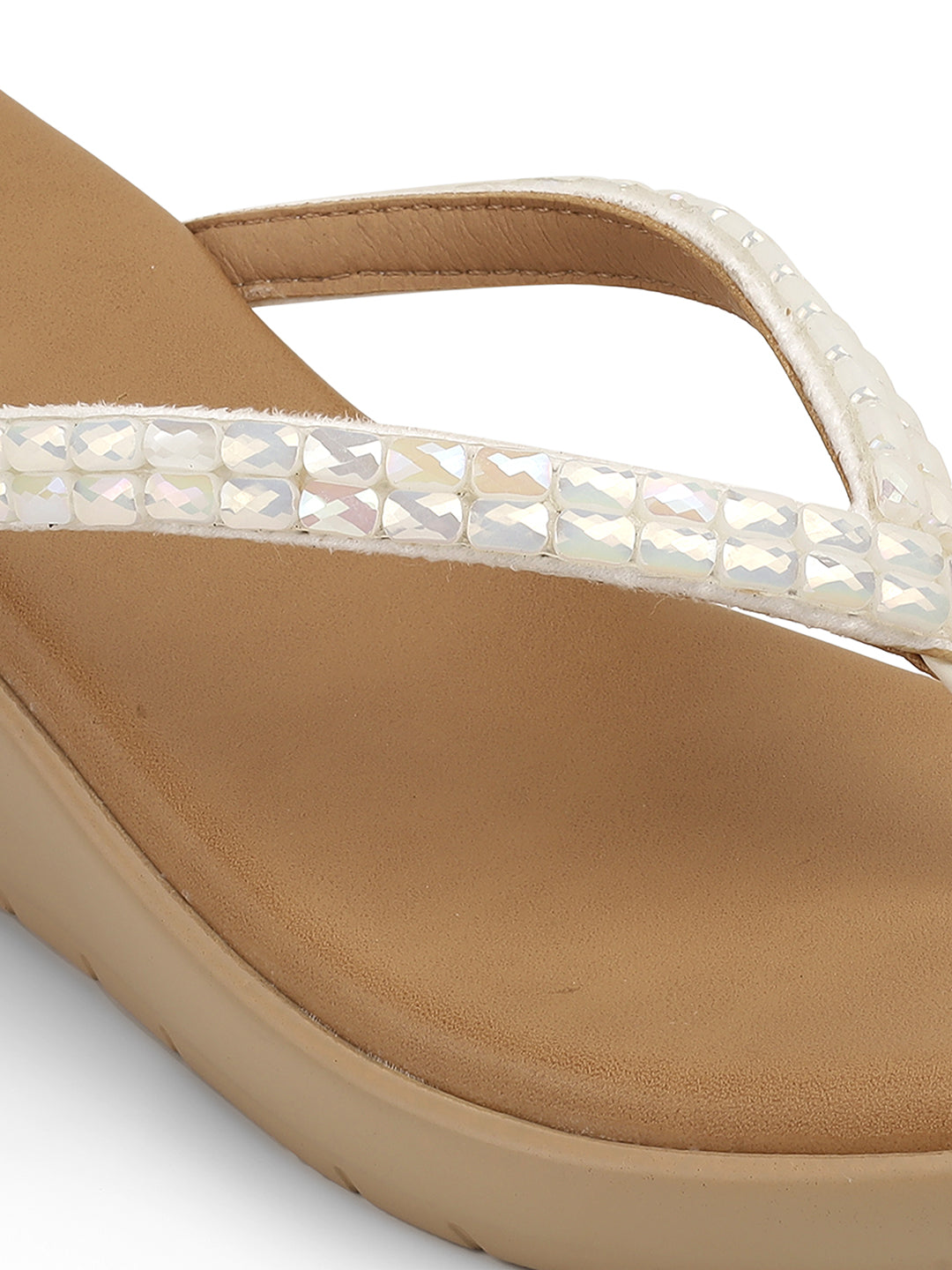 Mireta Embellished Comfort V Wedge Heel Slippers