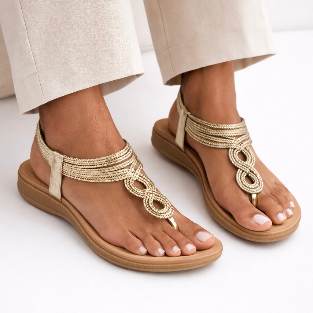 Frida Flat Back Elastic Crochet Sandals - The Heels India