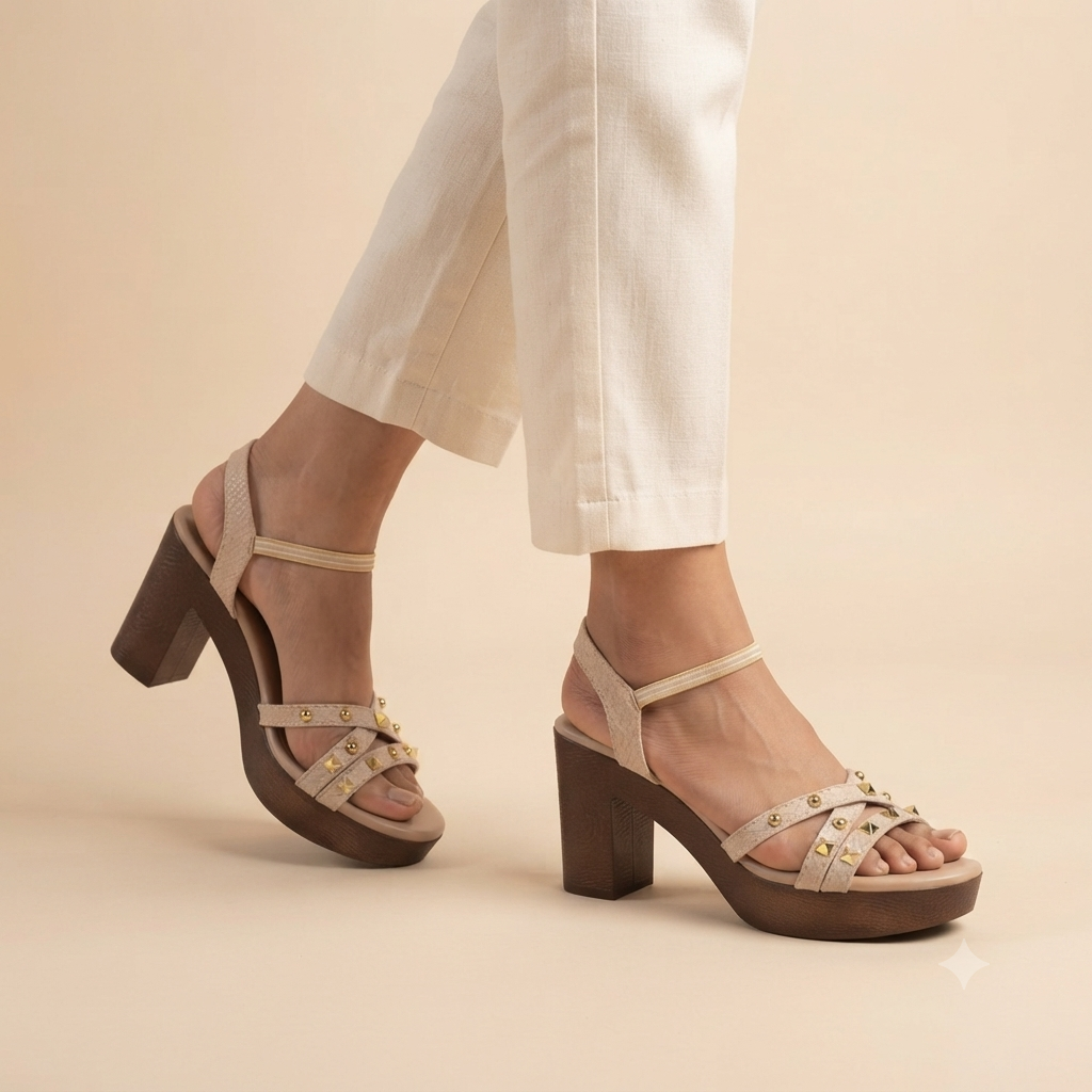 Aurelia Snake Texture Platform Block Heel Sandal