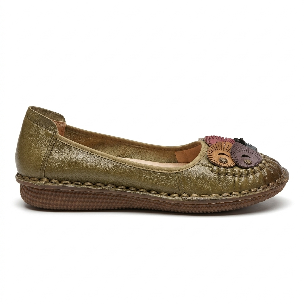 Teressa Premium Leather Comfort Flower Ballerinas