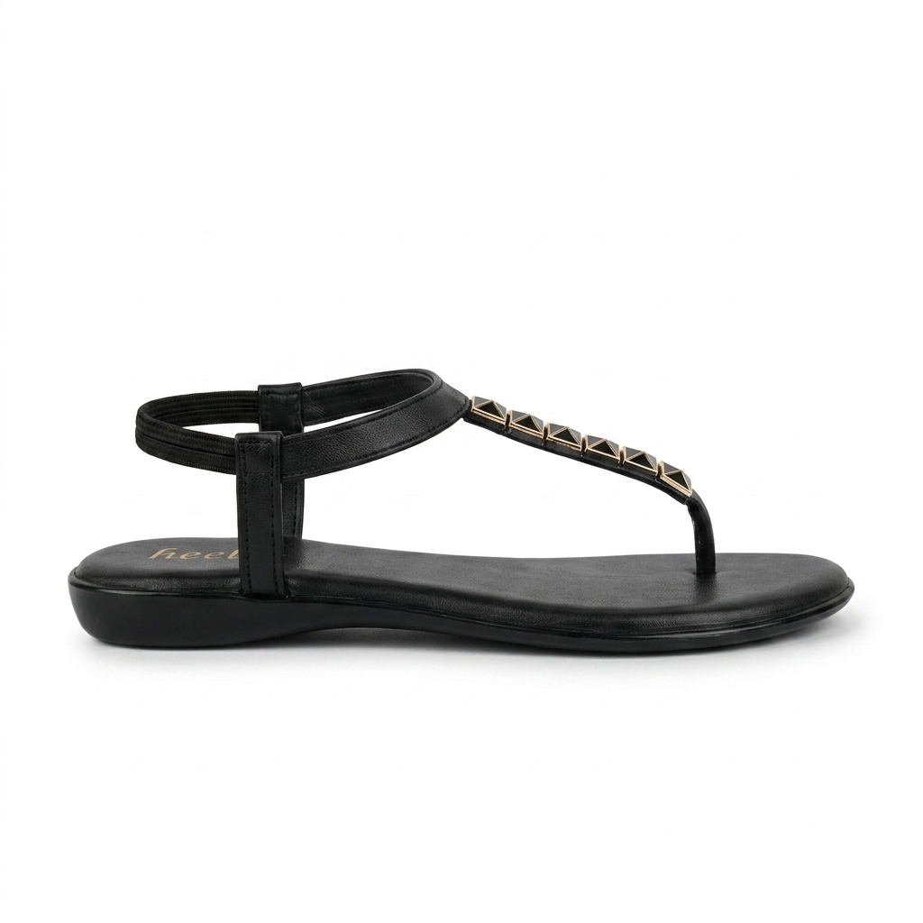 Celine Buckled Comfort Back Elastic Flat Sandals