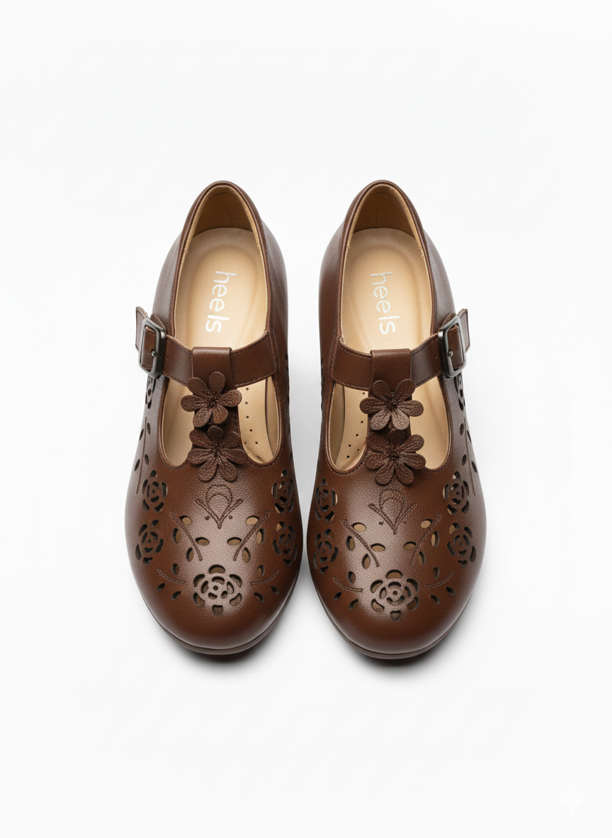 Bloom Premium Leather Perforated Ankle Strap Summer Sandals - The Heels India