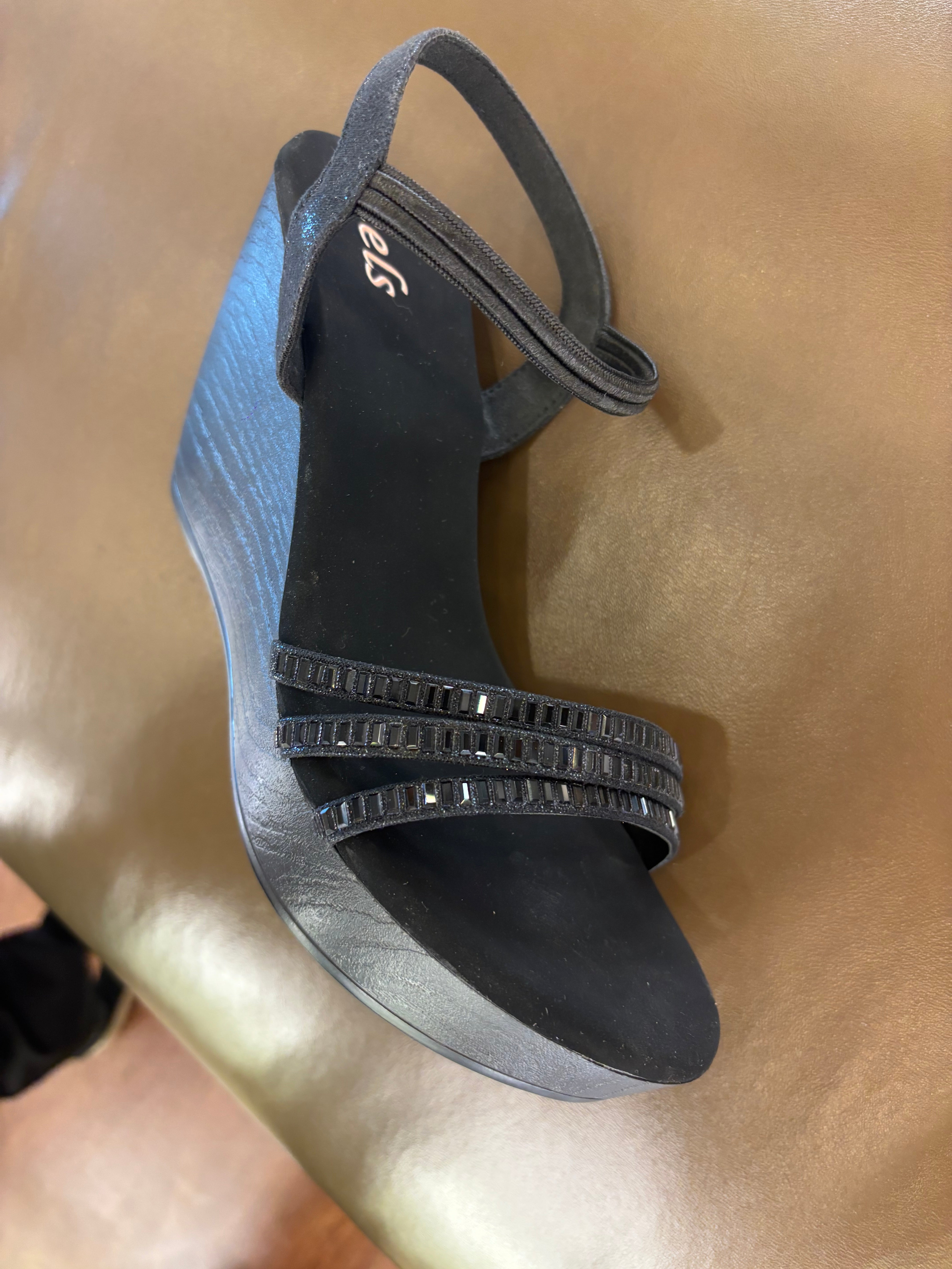 Noor Bling Back Elastic Wedge Platform Heels