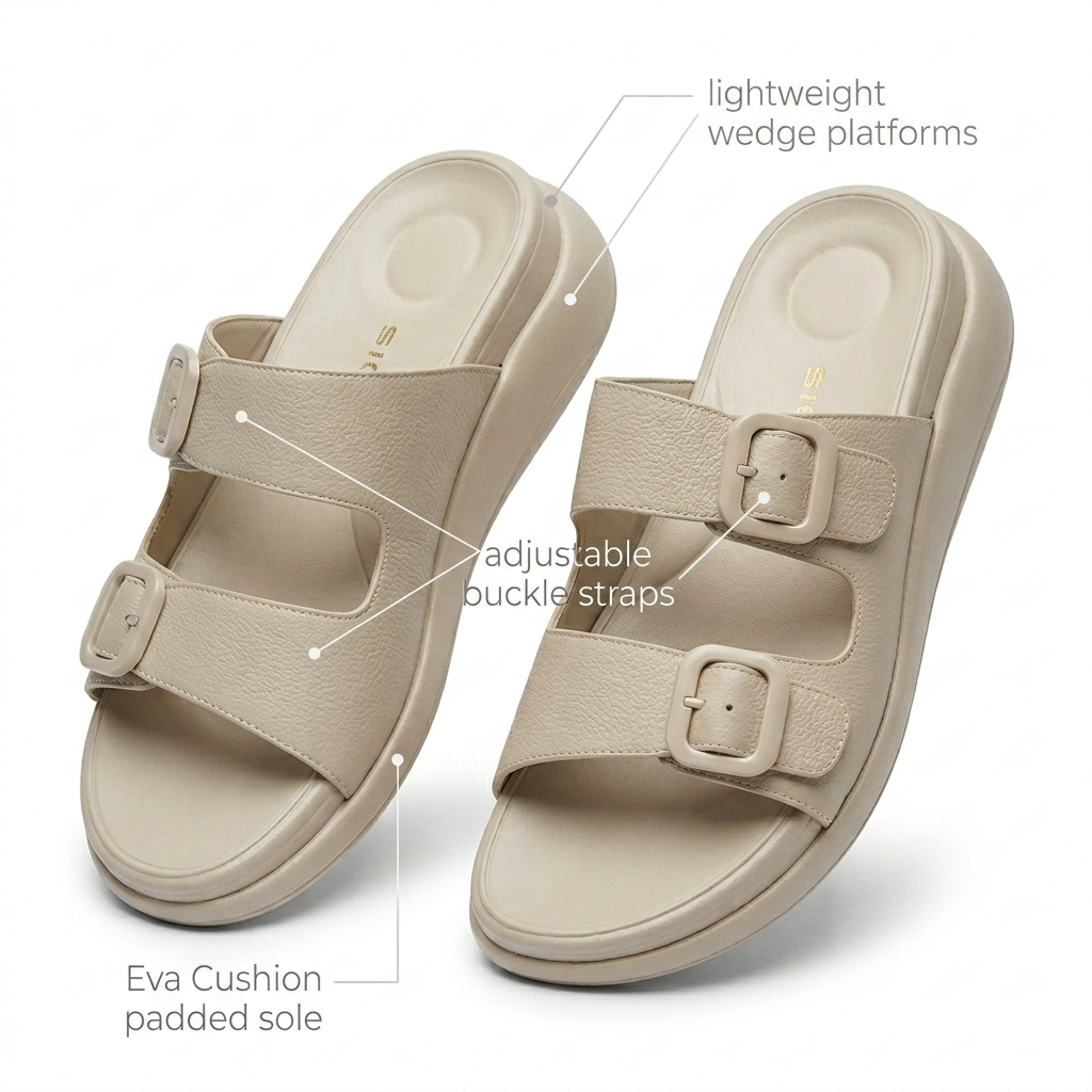 Moreau Comfort Double Strap Chunky Sliders