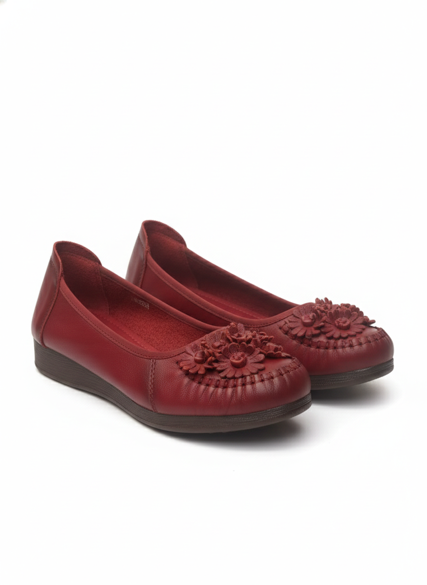 Flora Premium Leather Cushioned Ballerinas