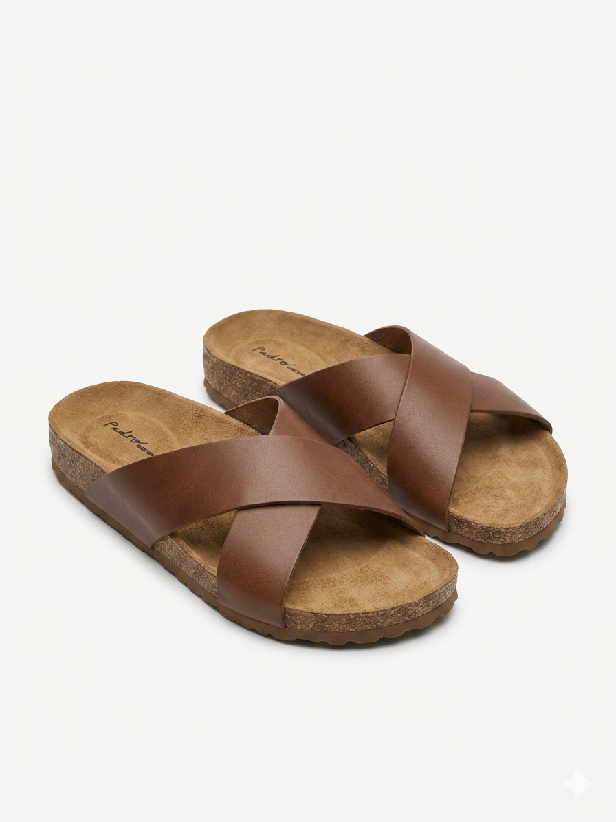 Edward Brown Cross Cork Slippers - Side Profile