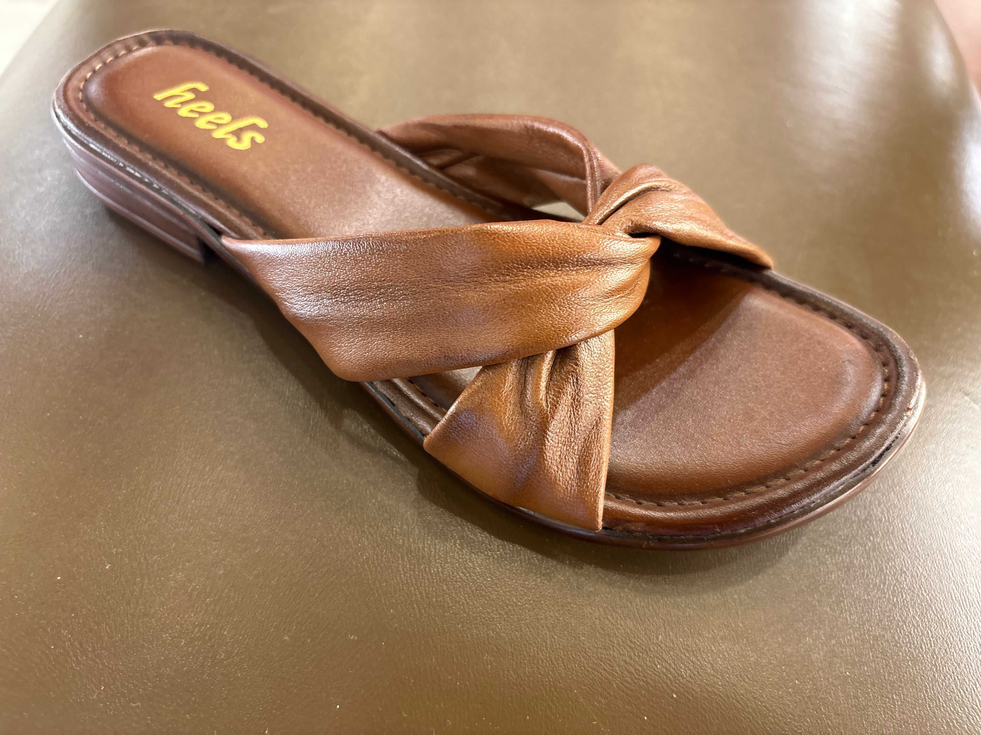 Yaba Leather Soft Napa Cross Flat Sliders