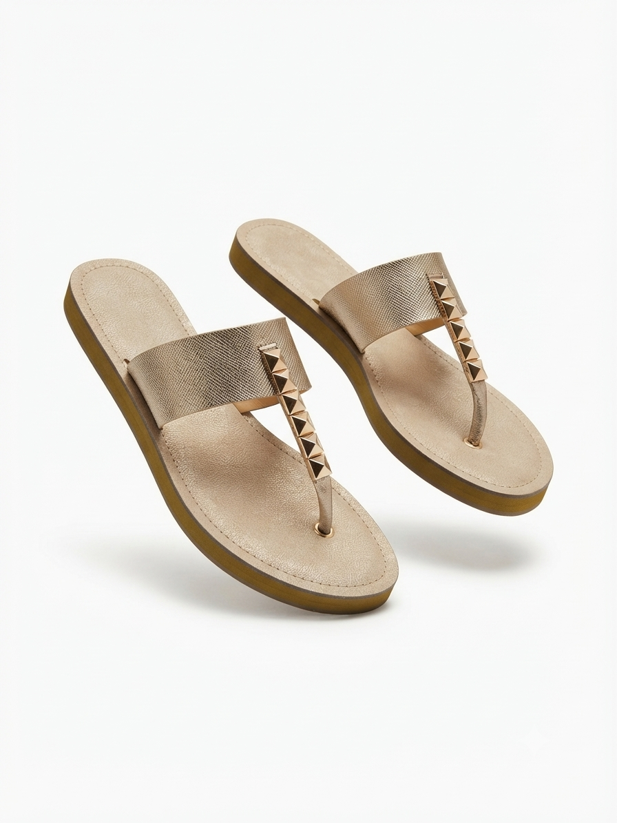 Adele Cushioned Buckle T Strap Slippers