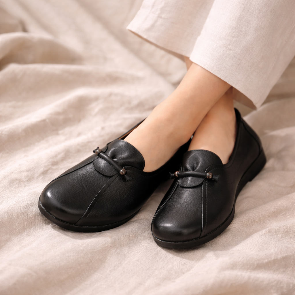 Trisha Premium Leather Cushioned Quilt Loafers