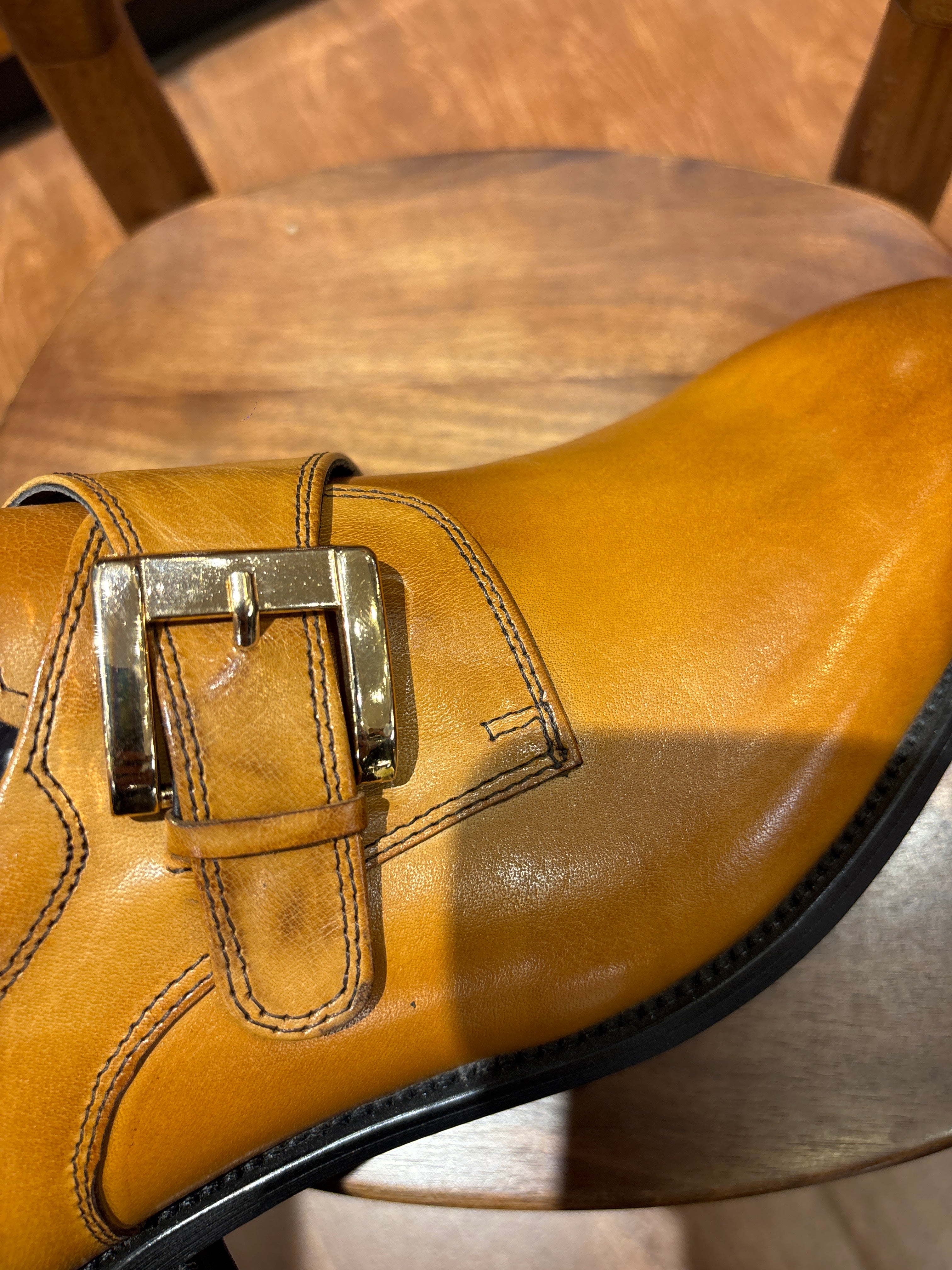 Lorelei Buckle Leather Monk Strap Tan - The Heels India