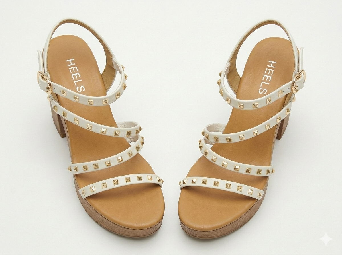 Brigette Studded Summer Platform Block Heel Sandals
