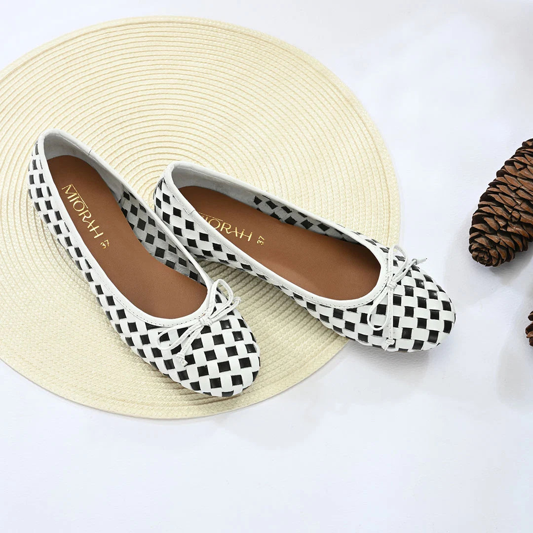 CELINE Premium Leather Weaving Ballerinas