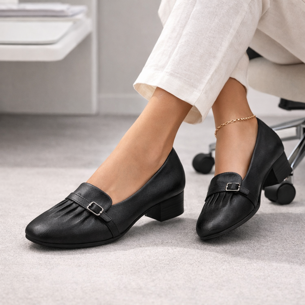 Lisbon Premium Leather Quilted Mid Heel Ballerinas - The Heels India