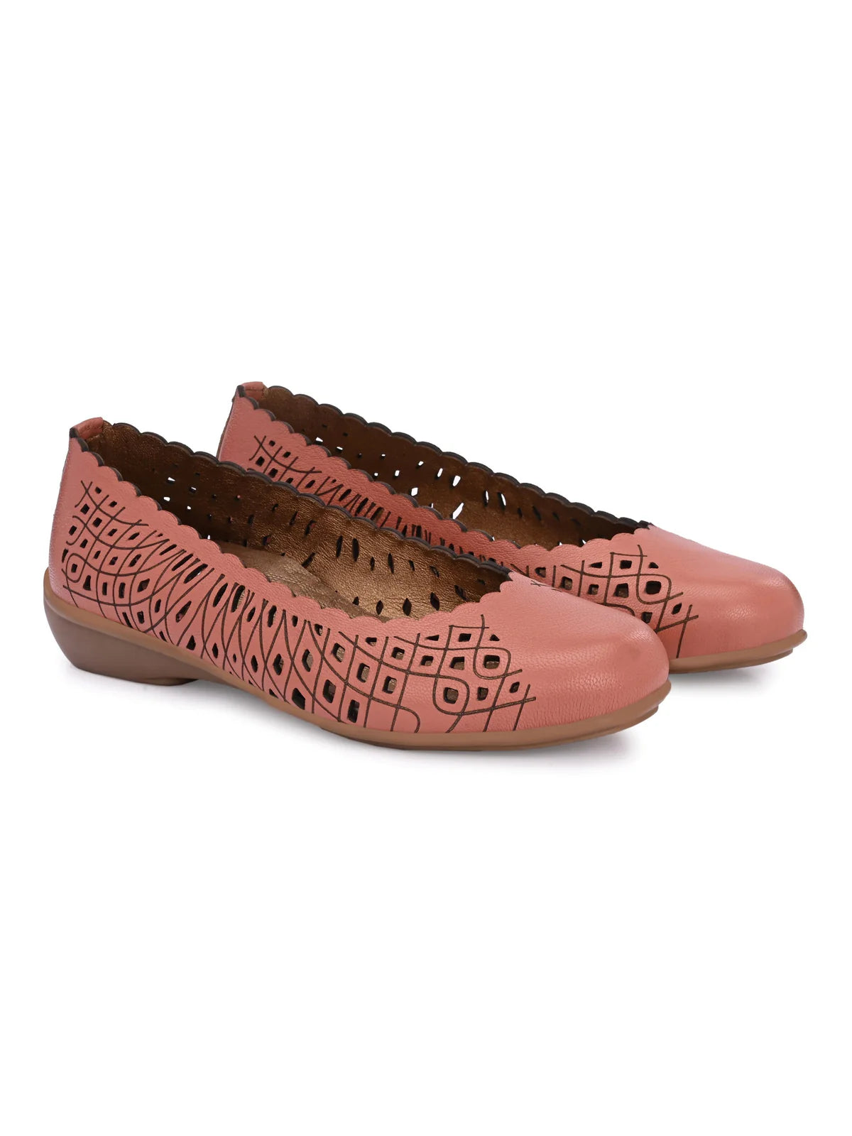 Keisha Perforated Cushioned Leather Ballerinas