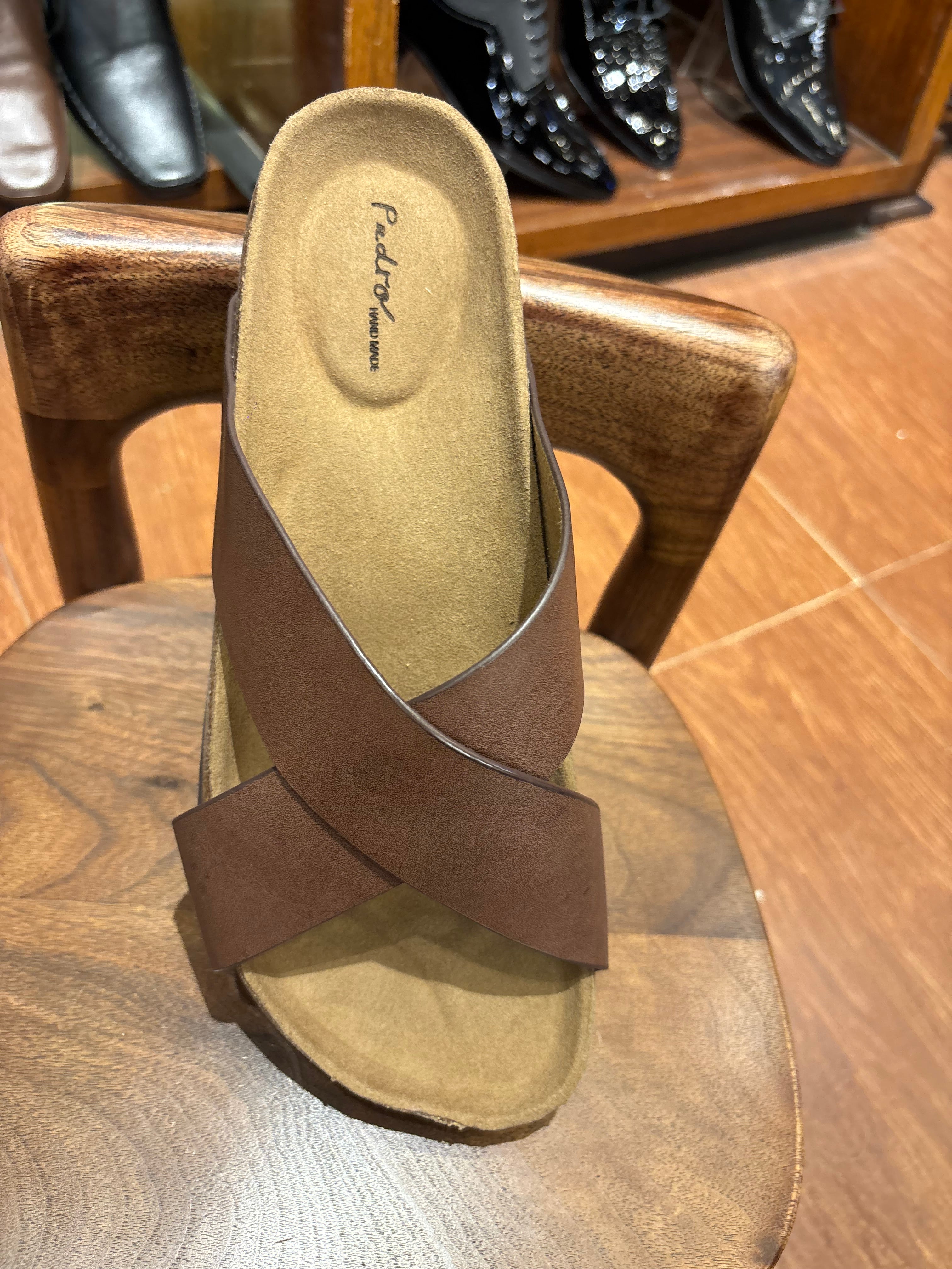 Edward Brown Leather Cork Slippers - Pair Shot