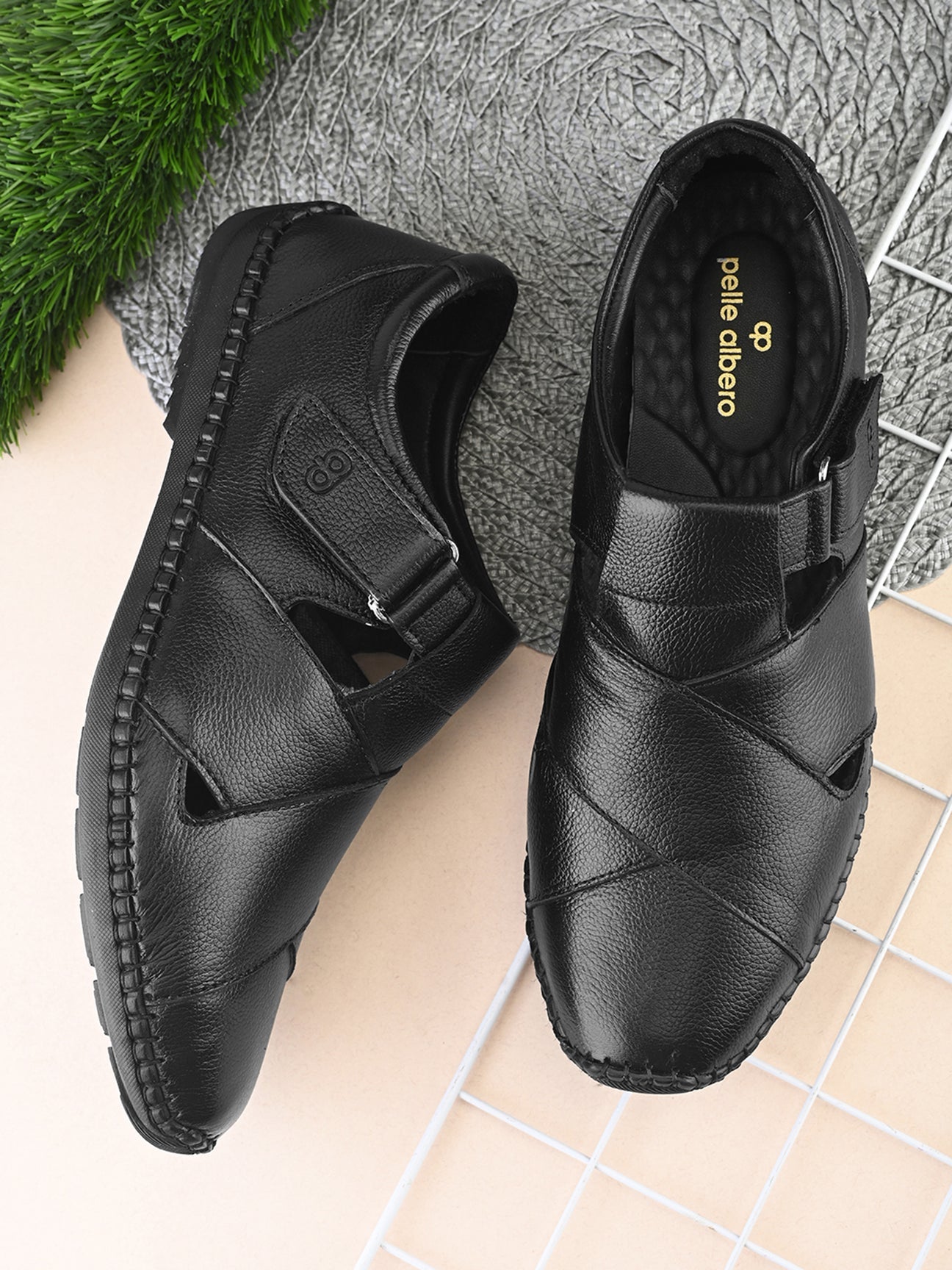 Monarch Black Leather Sandals - The Heels India