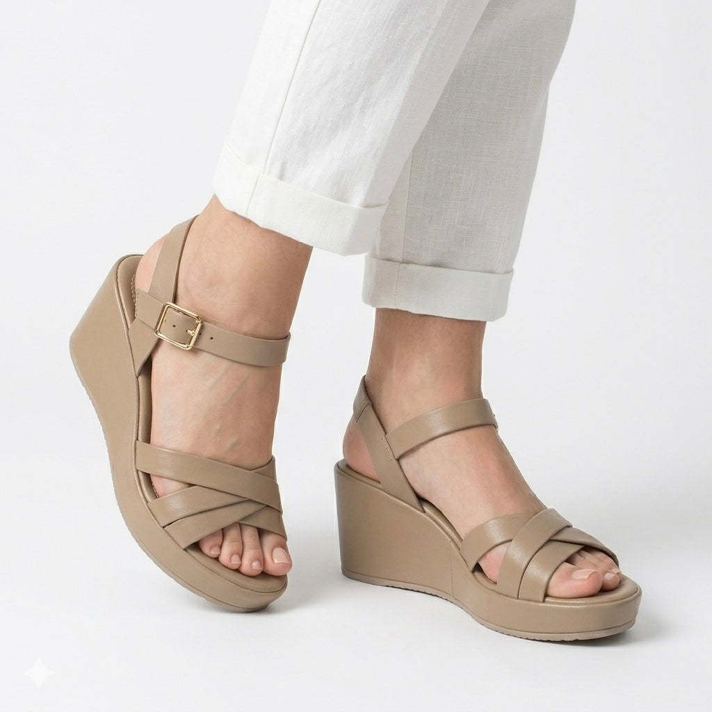 Tory Strappy Wedge Comfort Summer Sandals - The Heels India