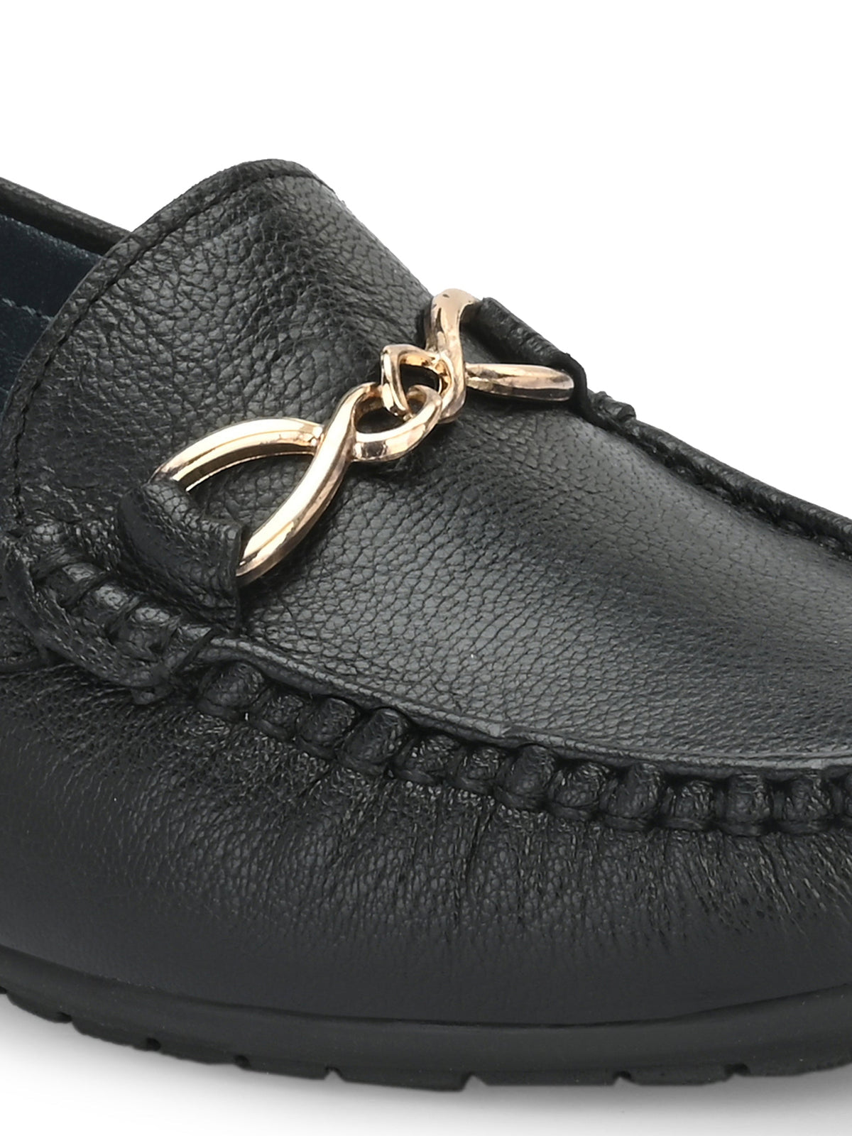 Sarah Black Leather Cushion Loafers