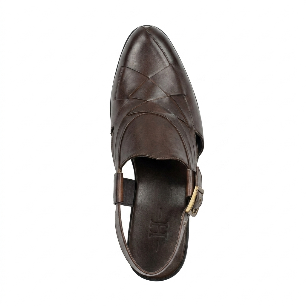 Declan Leather Ethnic Peshawari Sandals Brown - The Heels India